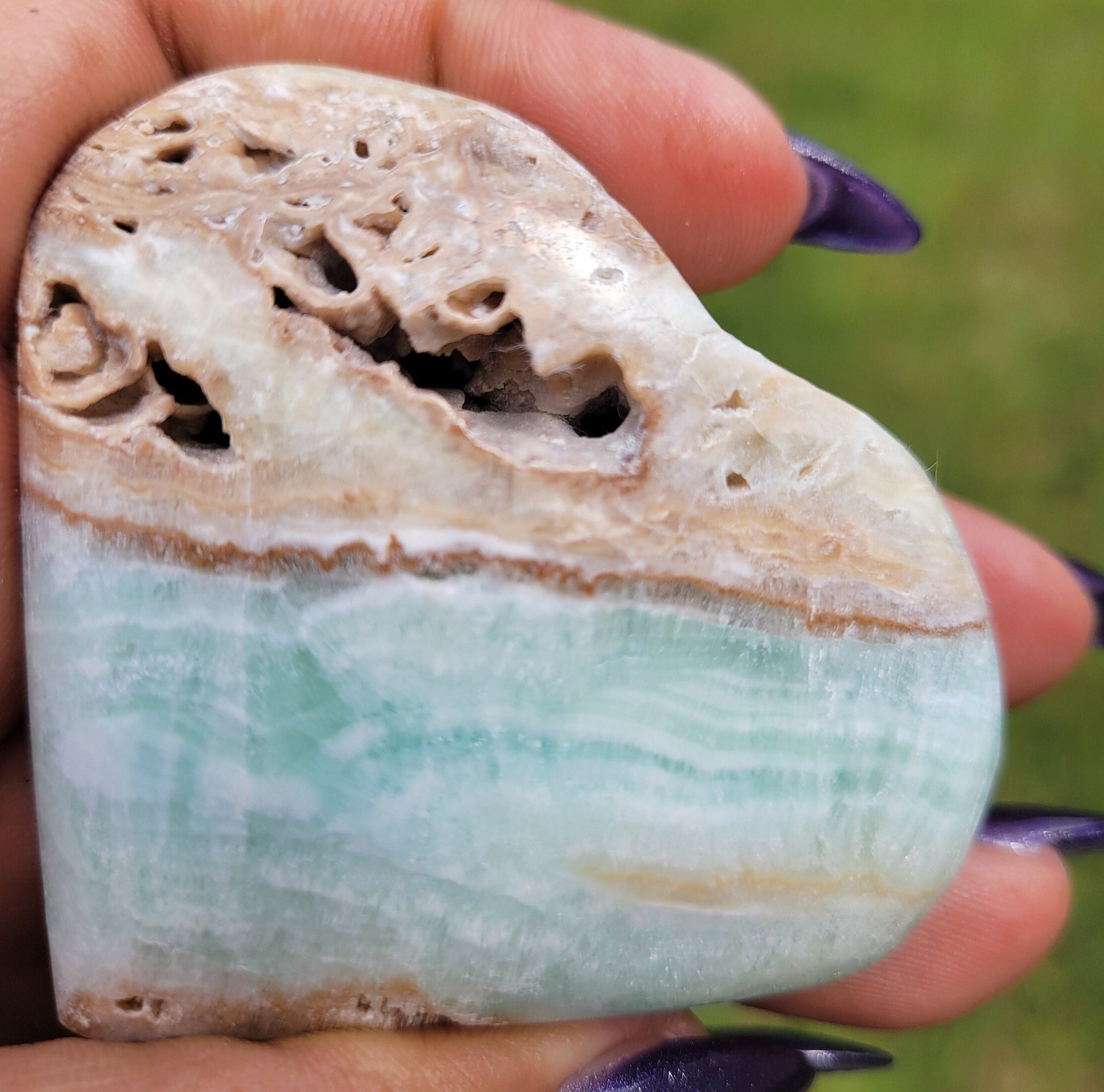 Beautiful Caribbean Calcite Heart Carving | Crystal Collector | Vibrant Beachy Colors with Clam Energy |Birthday or Valentines Day Love Gift