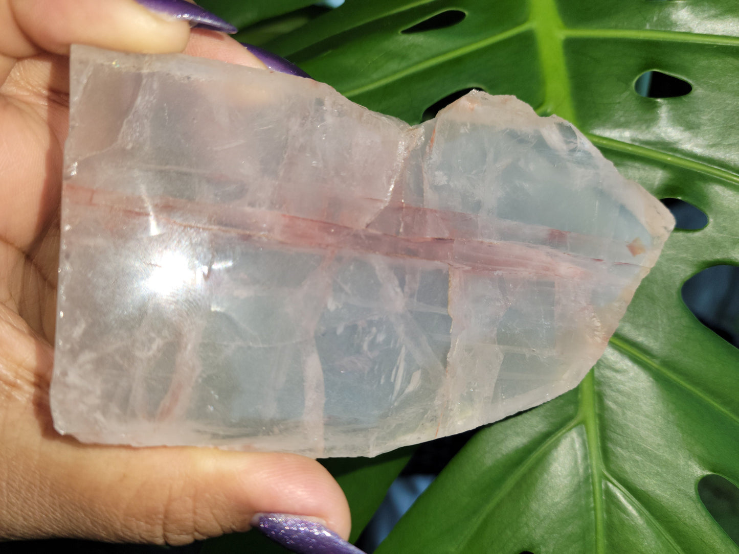 Fire Quartz Crystal - Front Polished Slab - Hematoid - Red Orange - Crystal Collector - Home Decor - Birthday - Anniversary - Love - Gift