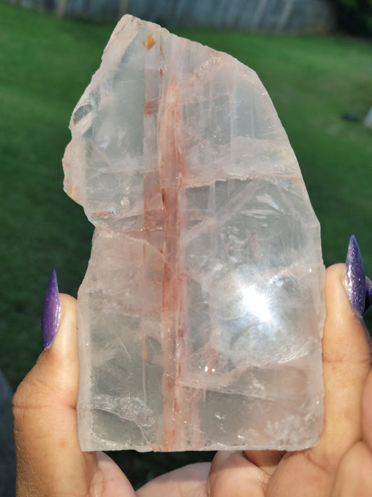 Fire Quartz Crystal - Front Polished Slab - Hematoid - Red Orange - Crystal Collector - Home Decor - Birthday - Anniversary - Love - Gift
