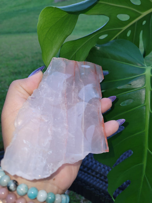 Fire Quartz Crystal - Front Polished Slab - Hematoid - Red Orange - Crystal Collector - Home Decor - Birthday - Anniversary - Love - Gift
