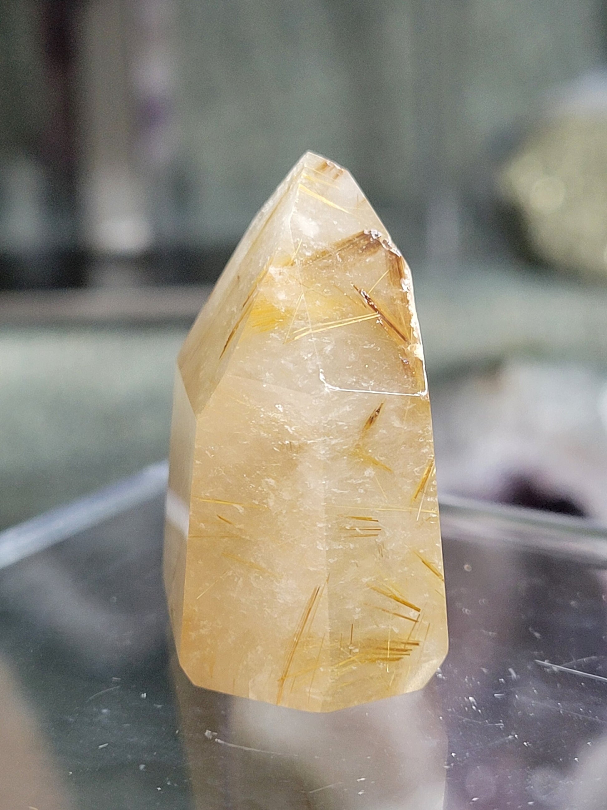 High Quality Golden Rutile and Lodolite Inclusion Quartz Crystal from Brazil | Crystal Collector | Water Clear | Gift Ideas | Gold