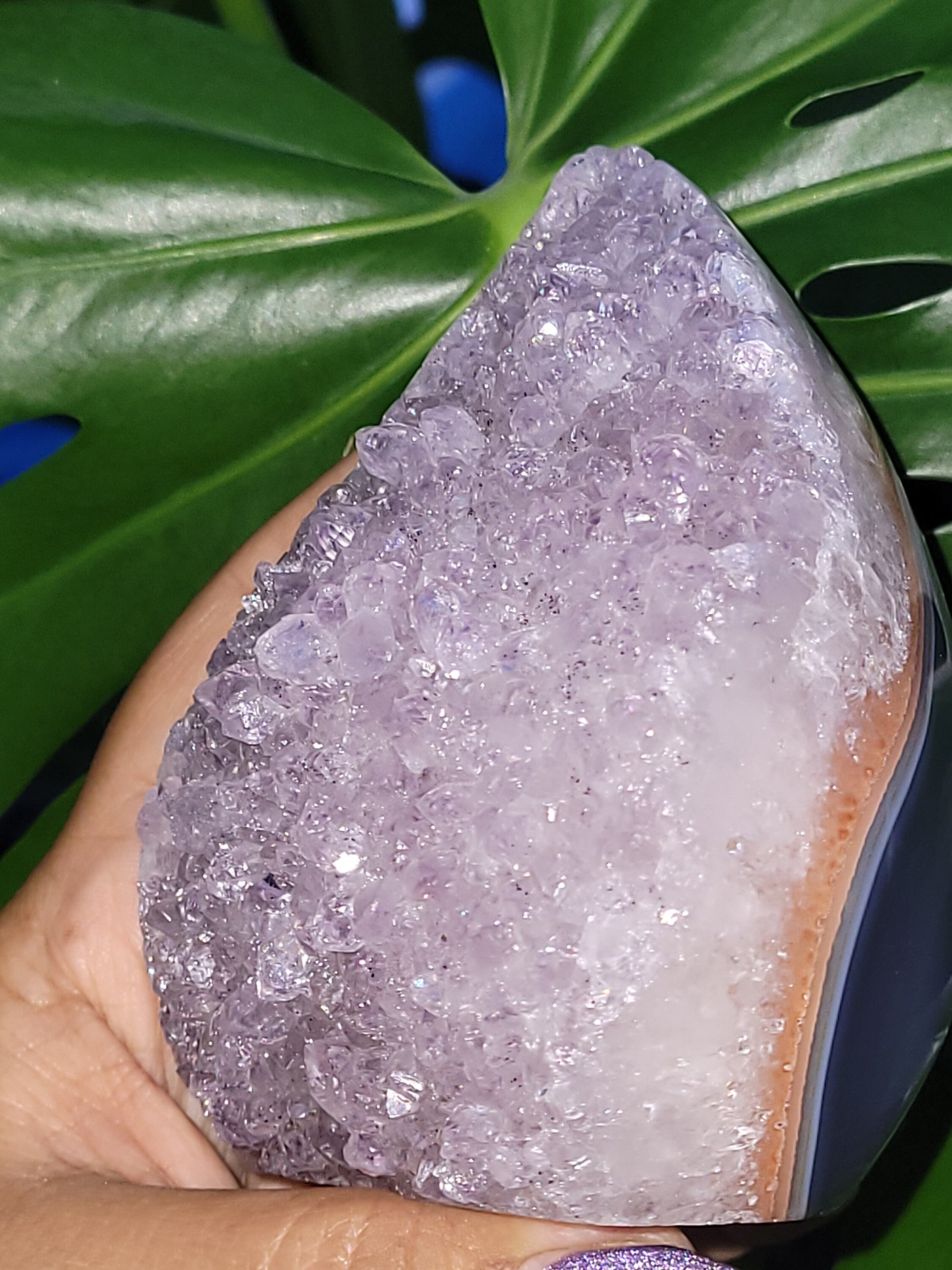 AAA Grade High Quality|Lilac Purple Freeform Amethyst Flame on Agate|From Brazil|Home Decor|Crystal Collector|Birthday Christmas Gift ideas