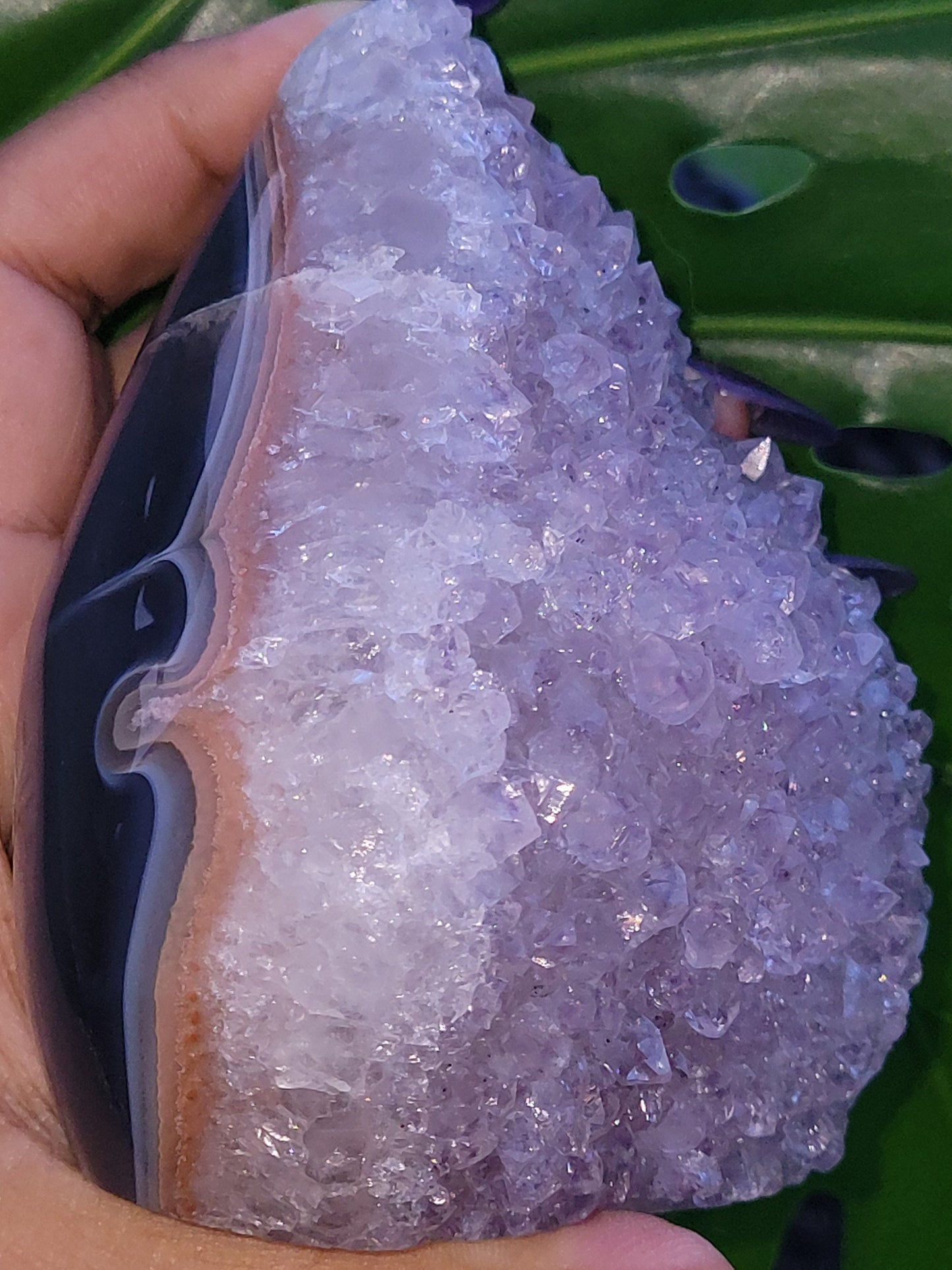 AAA Grade High Quality|Lilac Purple Freeform Amethyst Flame on Agate|From Brazil|Home Decor|Crystal Collector|Birthday Christmas Gift ideas