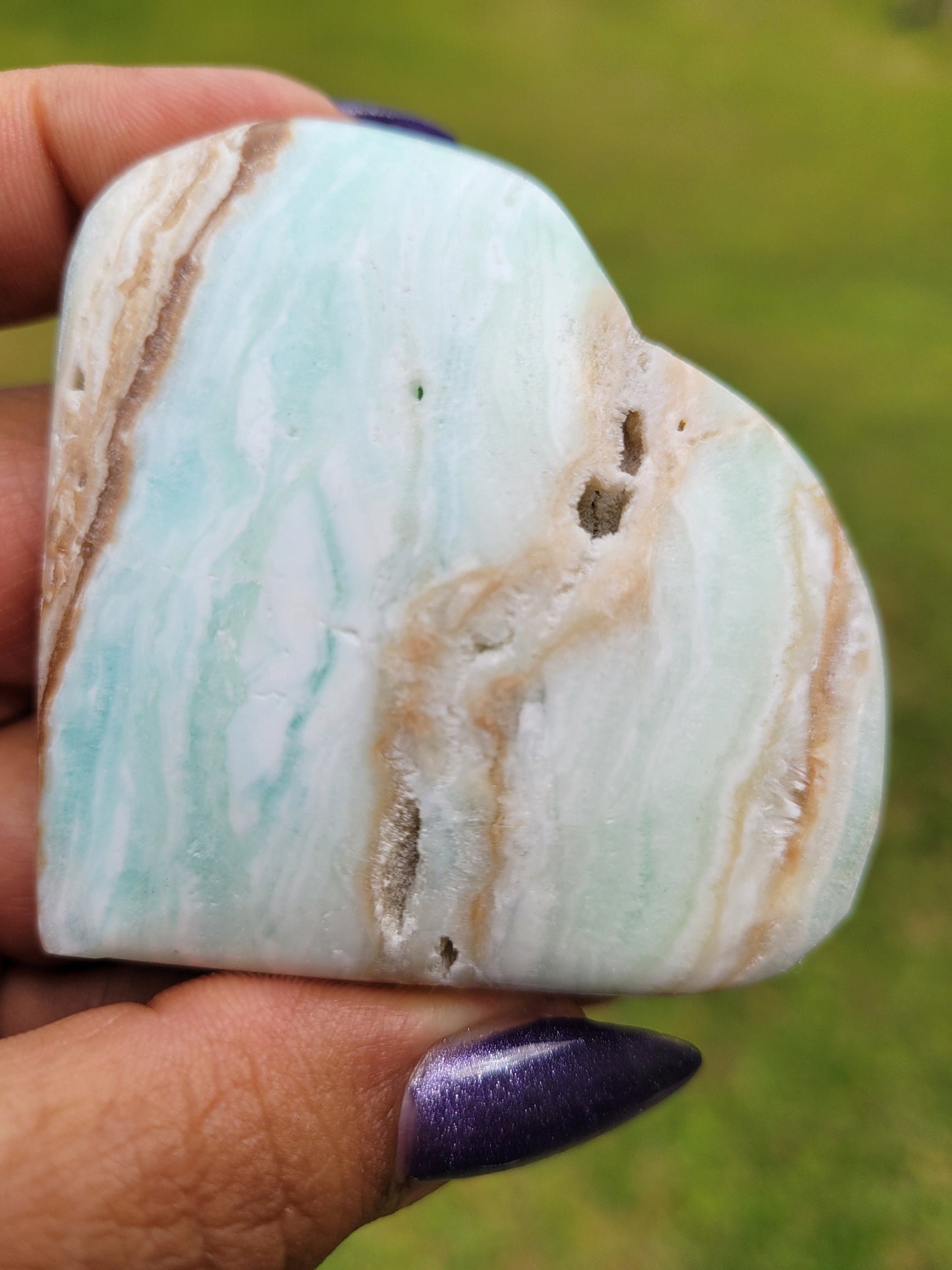Beautiful Caribbean Calcite Heart Carving | Crystal Collector | Vibrant Beachy Colors with Clam Energy |Birthday or Valentines Day Love Gift