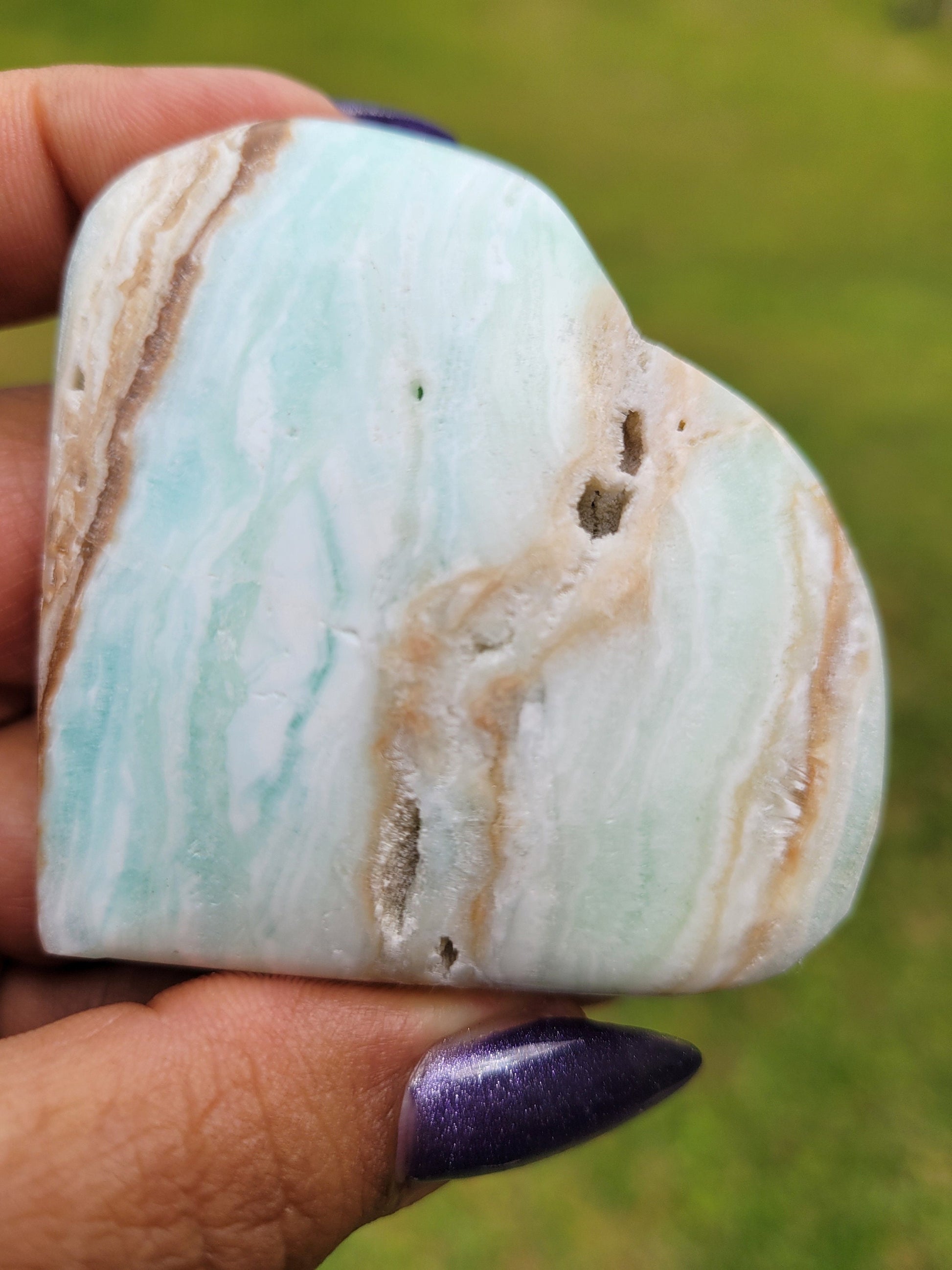Beautiful Caribbean Calcite Heart Carving | Crystal Collector | Vibrant Beachy Colors with Clam Energy |Birthday or Valentines Day Love Gift
