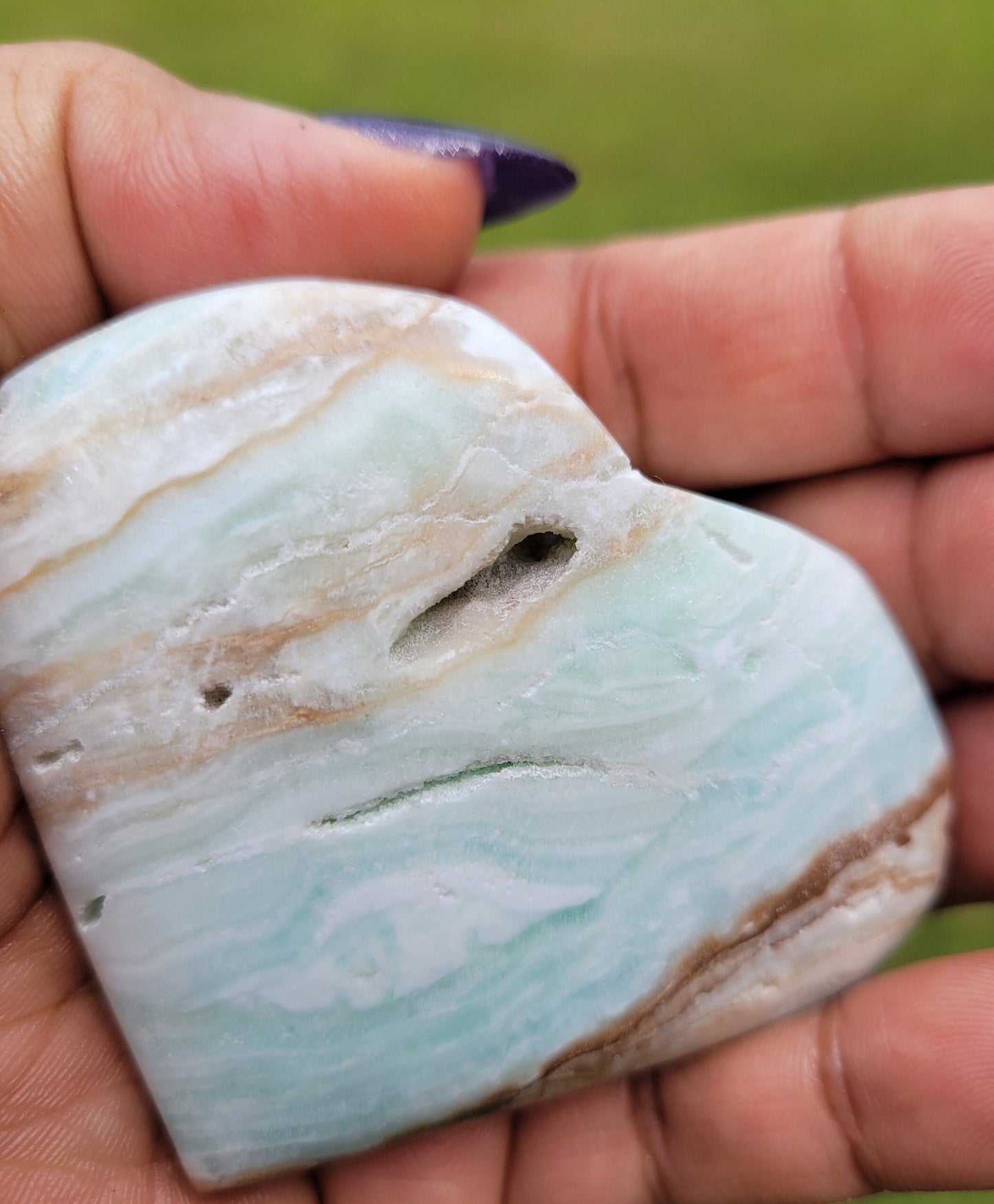 Beautiful Caribbean Calcite Heart Carving | Crystal Collector | Vibrant Beachy Colors with Clam Energy |Birthday or Valentines Day Love Gift