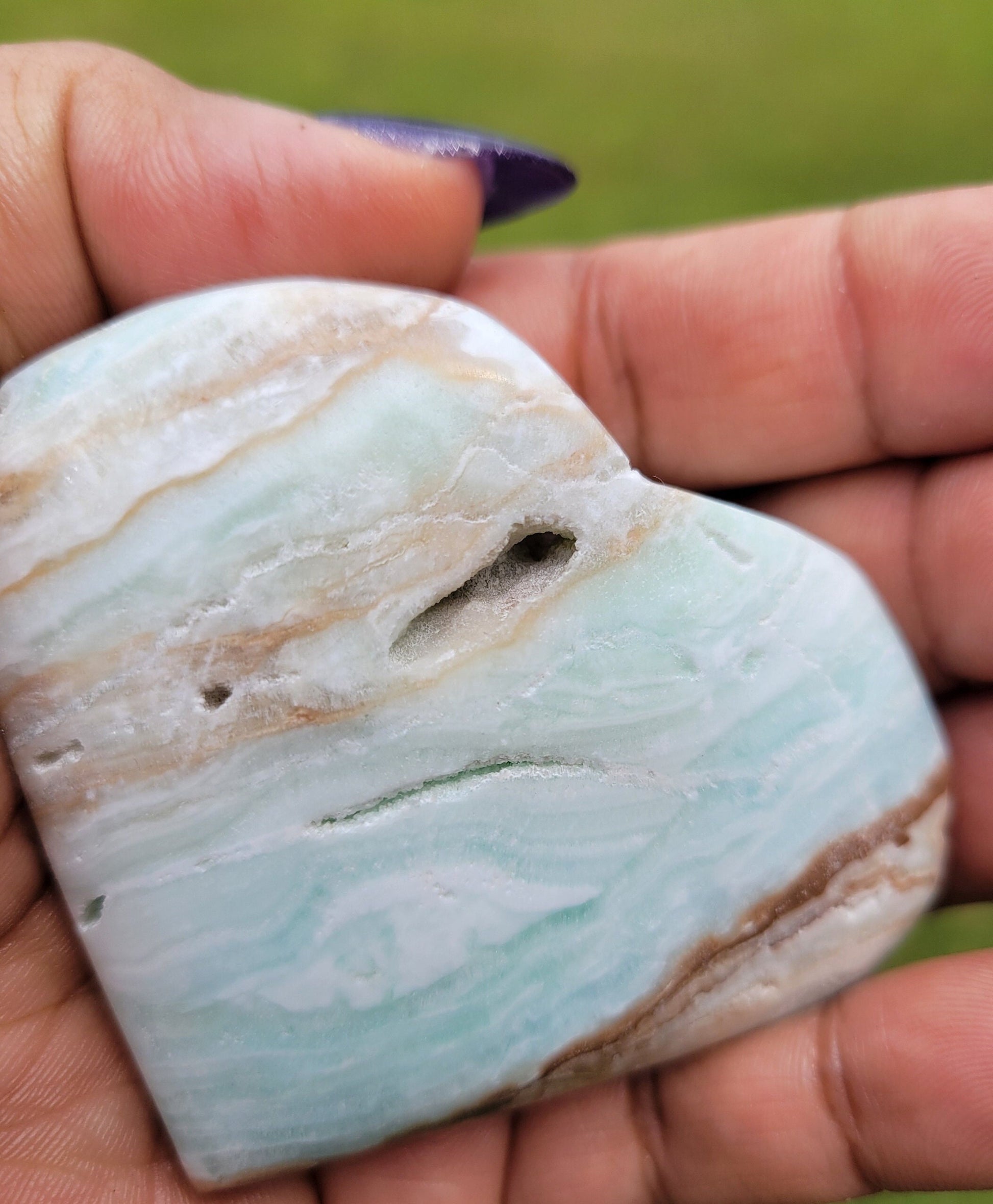 Beautiful Caribbean Calcite Heart Carving | Crystal Collector | Vibrant Beachy Colors with Clam Energy |Birthday or Valentines Day Love Gift