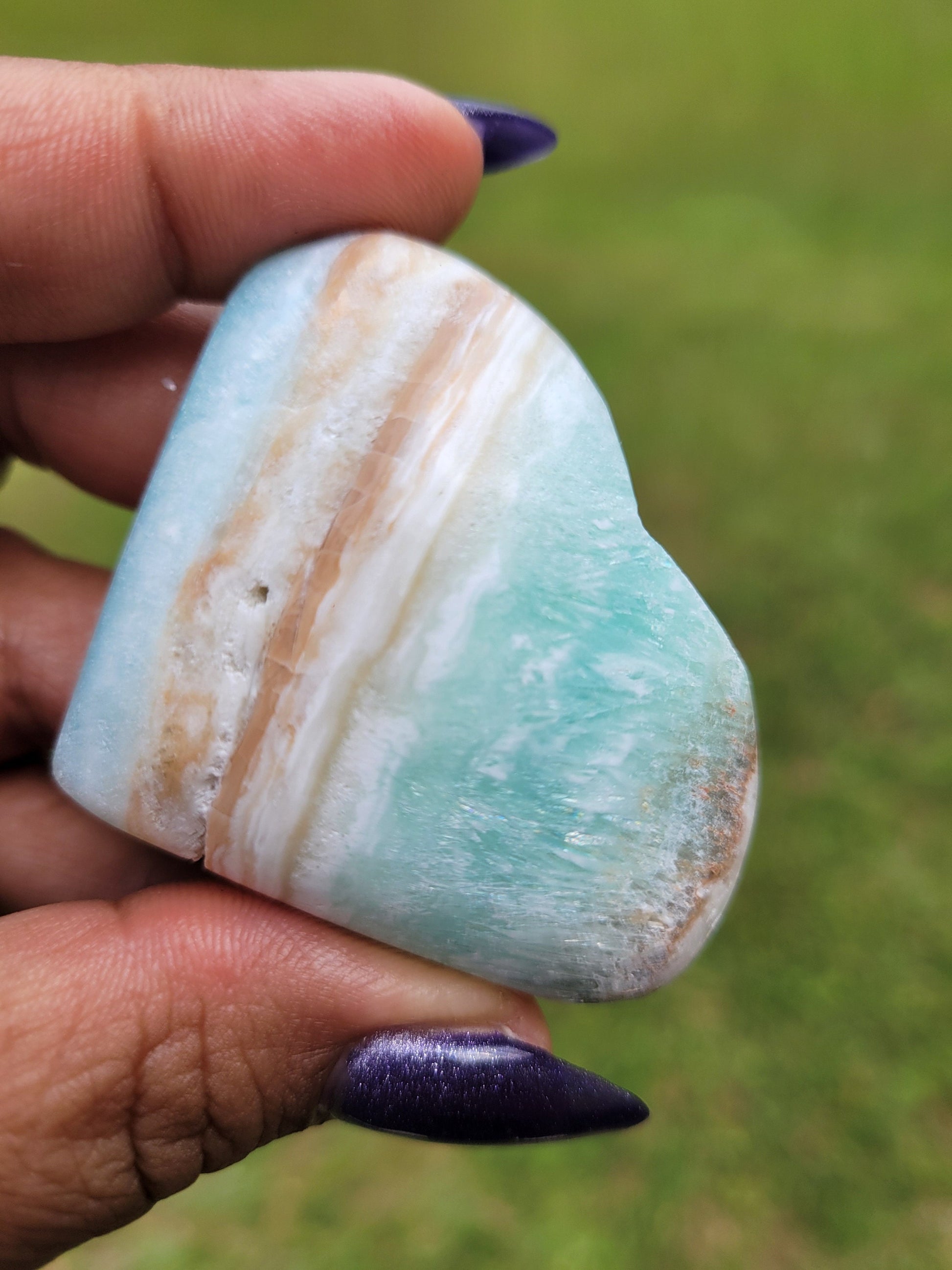 Beautiful Caribbean Calcite Heart Carving | Crystal Collector | Vibrant Beachy Colors with Clam Energy| Birthday or Valentines Day Love Gift