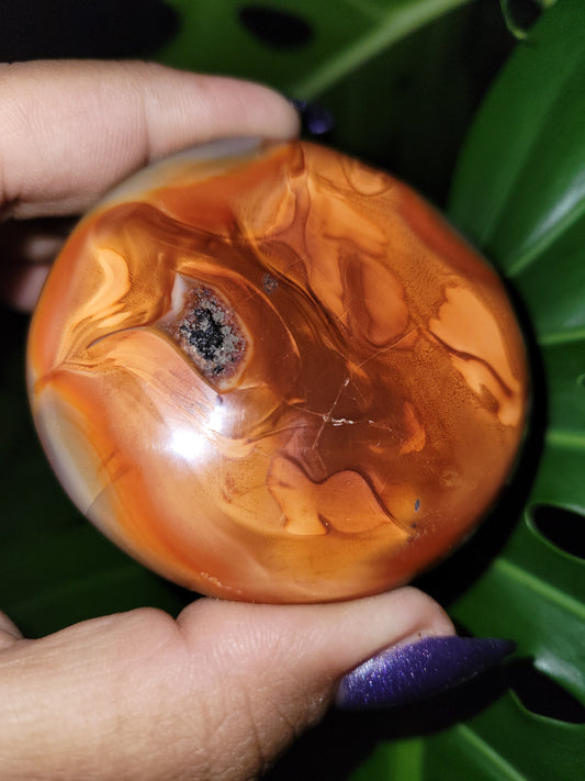 XL Exquisite energetic Carnelian gallet / palm stone of high quality. These juicy gems scream, courage-vitality-strength. Such a gem!
