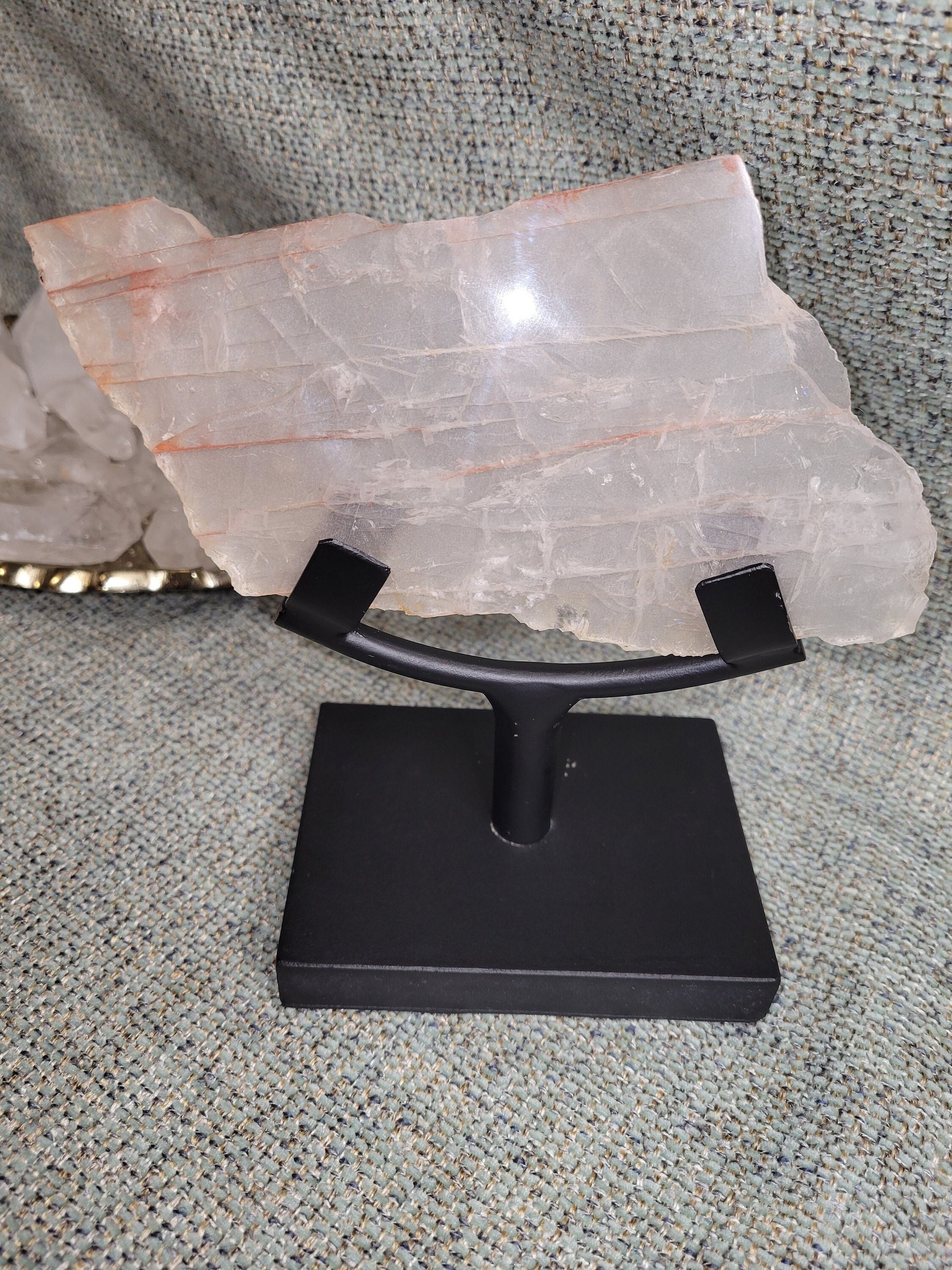 Fire Quartz Crystal - Front Polished Slab - Hematoid - Red Orange - Crystal Collector - Home Decor - Birthday - Anniversary - Love - Gift