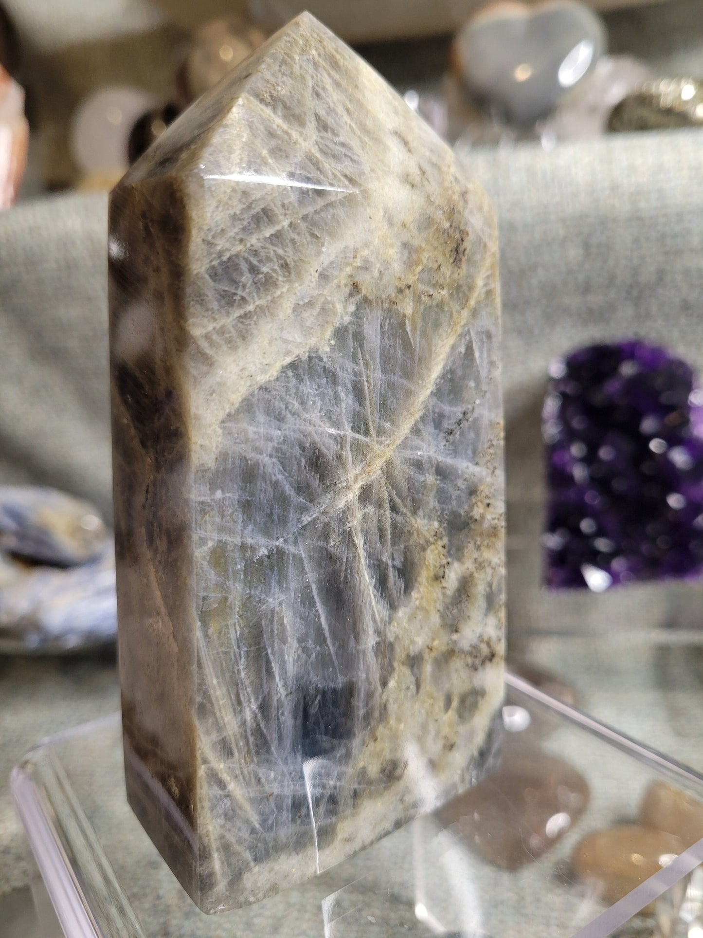 Gorgeous Purple & Pink Flash Labradorite Tower from Madagascar | Meditation Tool | Third Eye Chakra | Rainbow Flash | Crystal Collector Gift