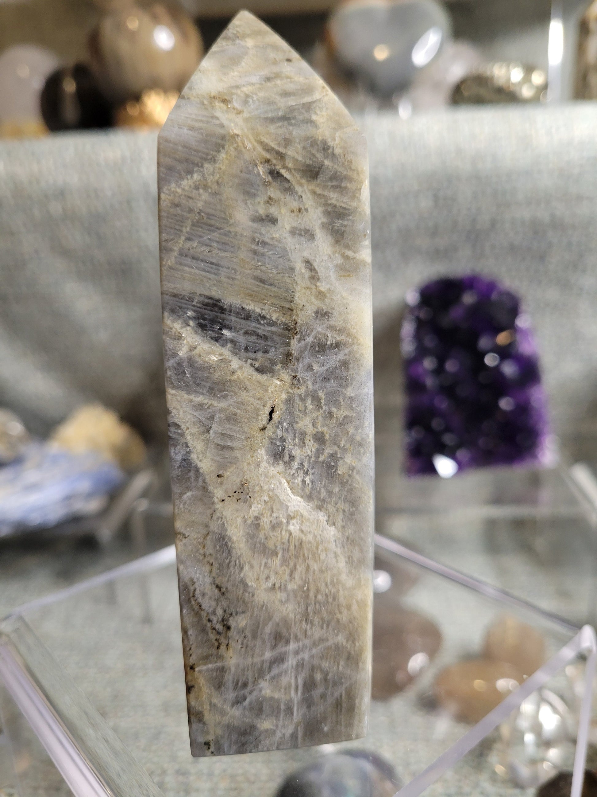 Gorgeous Purple & Pink Flash Labradorite Tower from Madagascar | Meditation Tool | Third Eye Chakra | Rainbow Flash | Crystal Collector Gift