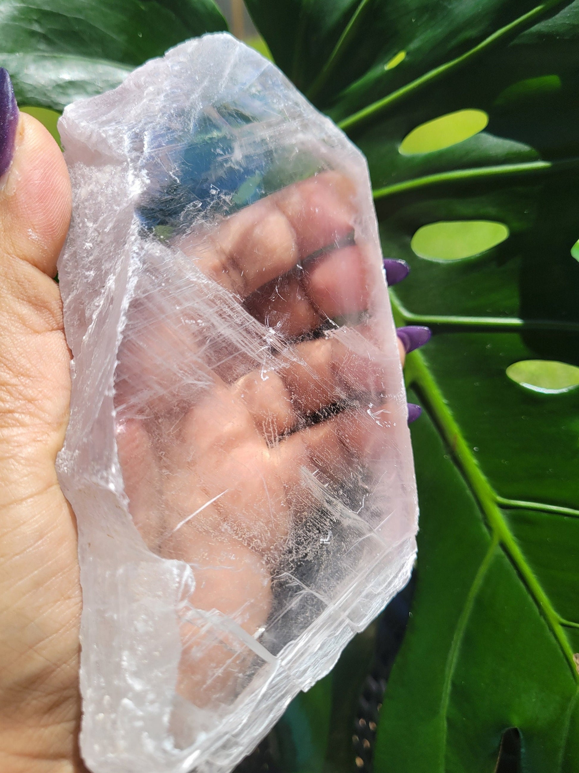 Selenite Crystal Slab with phantoms | Cleansing Purifying Recharging | Home Decor | Birthday Valentines Day Love Gift Ideas | Crown Chakra