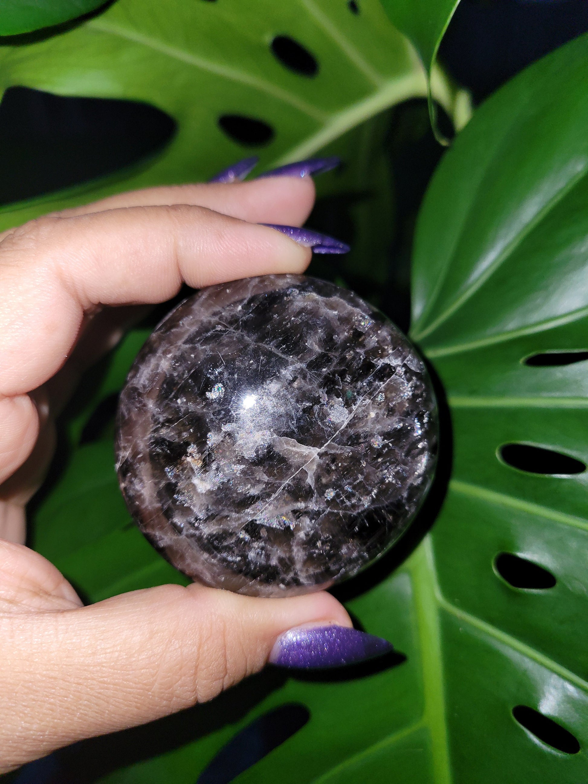 XL Exquisite High Quality Smoky Quartz gallet / palm stone crystal