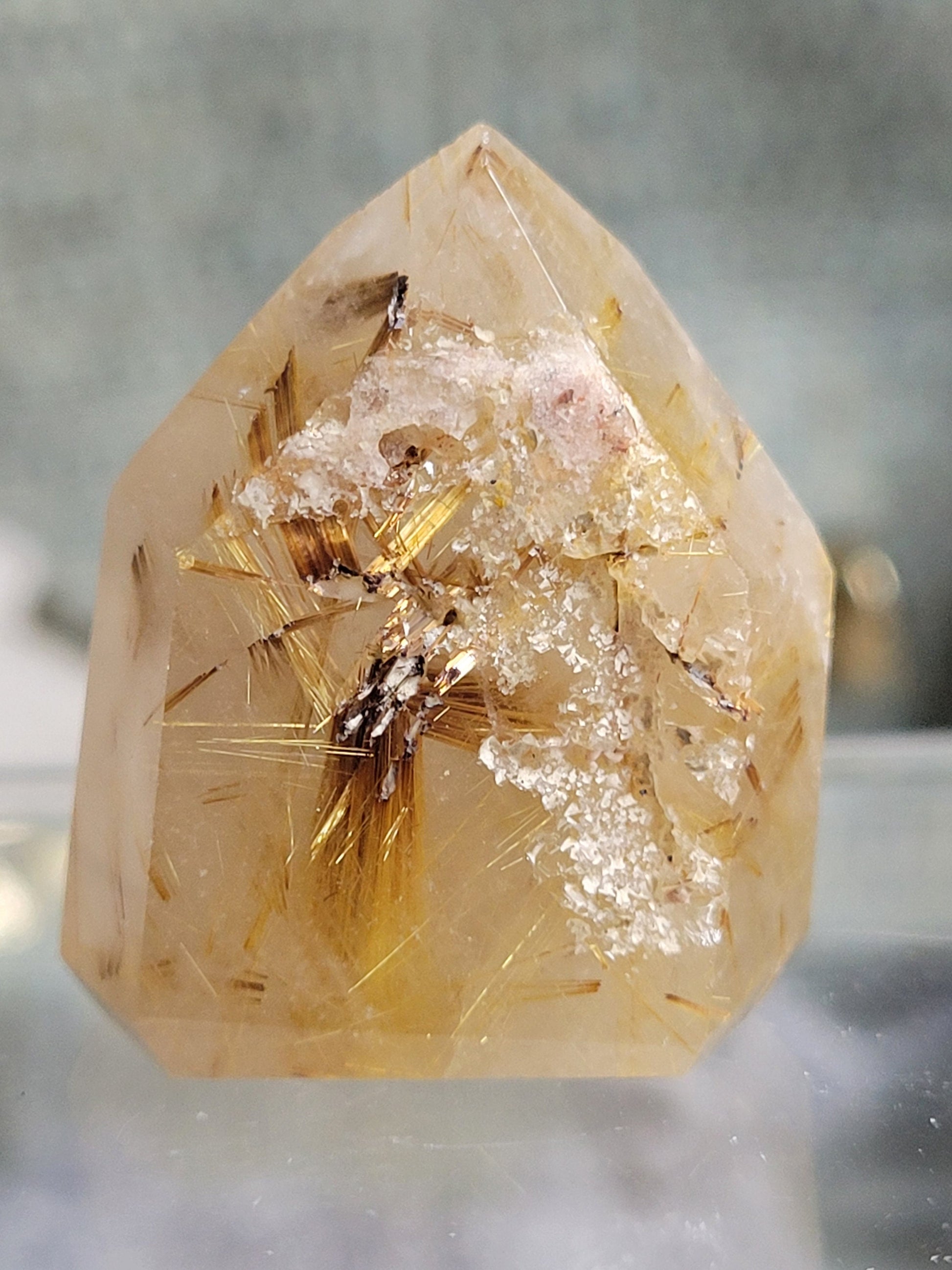 High Quality Golden Rutile and Lodolite Inclusion Quartz Crystal from Brazil | Crystal Collector | Water Clear | Gift Ideas | Gold