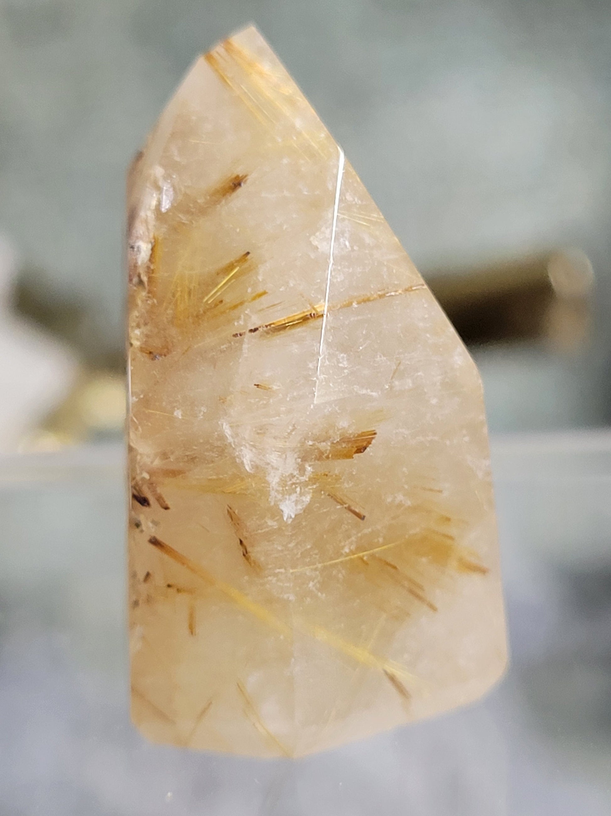 High Quality Golden Rutile and Lodolite Inclusion Quartz Crystal from Brazil | Crystal Collector | Water Clear | Gift Ideas | Gold