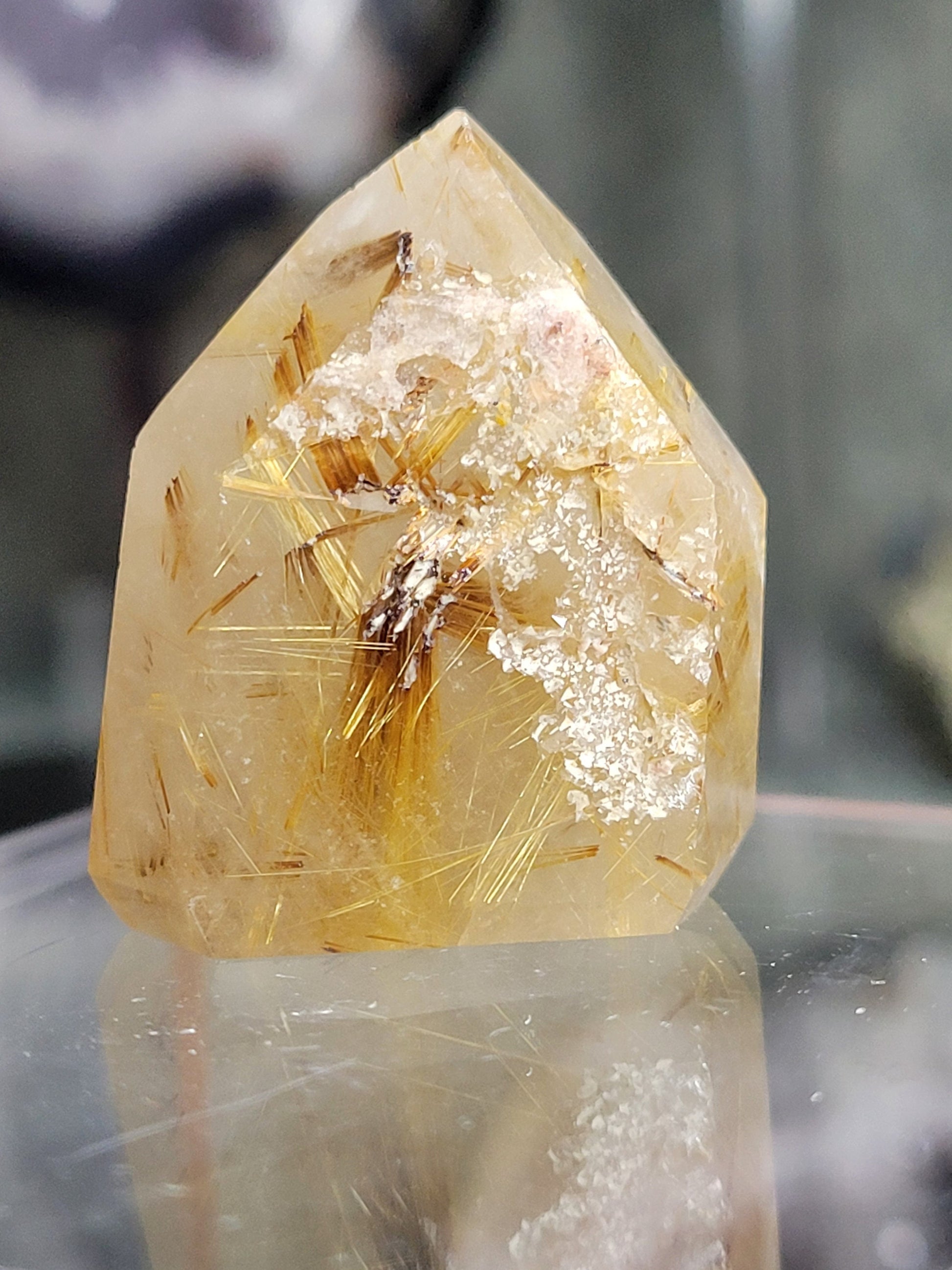 High Quality Golden Rutile and Lodolite Inclusion Quartz Crystal from Brazil | Crystal Collector | Water Clear | Gift Ideas | Gold