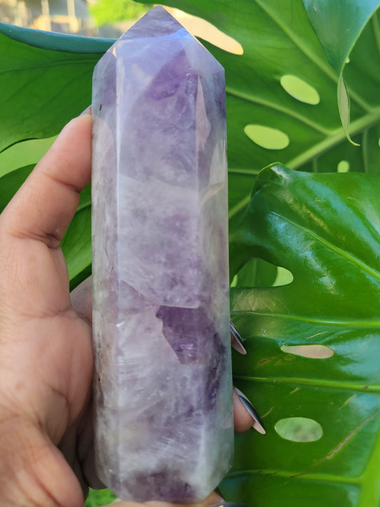 AAA Grade Purple Amethyst with Smoky Quartz Obelisk Tower from Madagascar | Home Decor | Crystal Collector | Birthday Christmas Gift Ideas