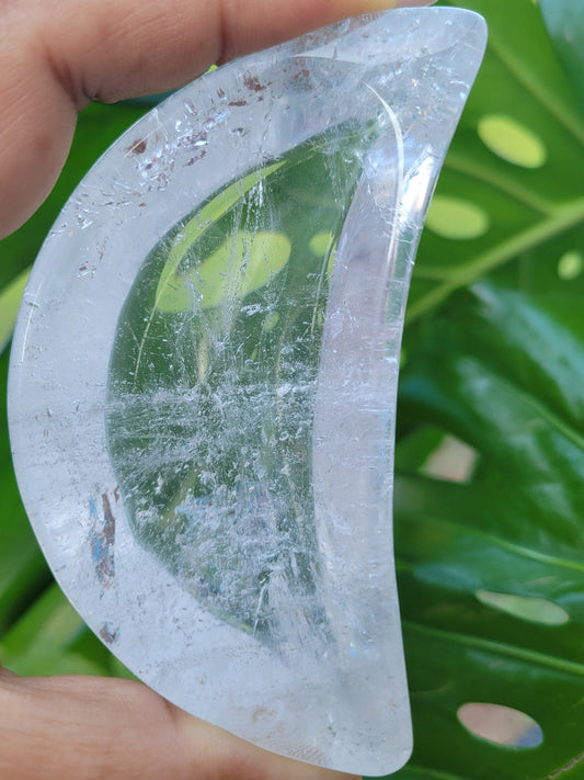 Stunning Clear Quartz Crystal Moon Bowl Carving - Crystal Collector - Gift - Home Decor