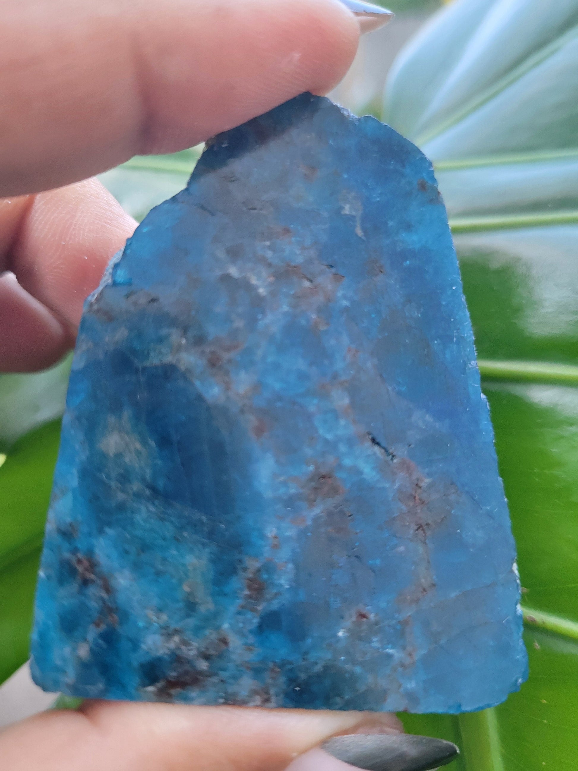 Gorgeous Apatite Crystal | Front Polished Mini Slab | Crystal Collector | Home Decor and Crafts | Gift Ideas | Intuitively Picked | Blue