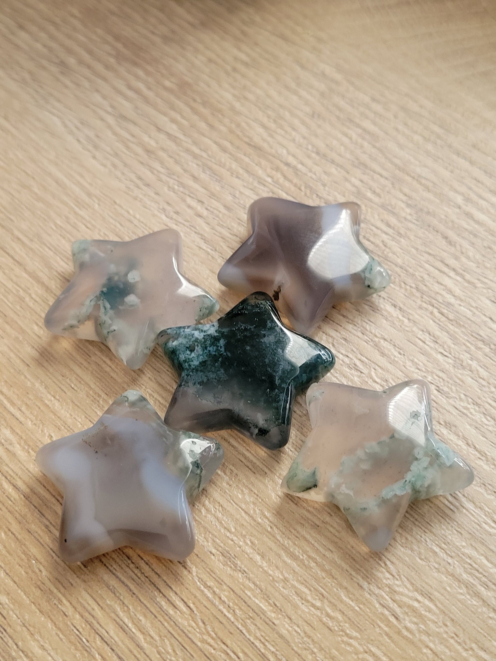 Moss Agate Star Crystal Carving - Healing Crystal - Home Decor - 14g - Intuitively Picked