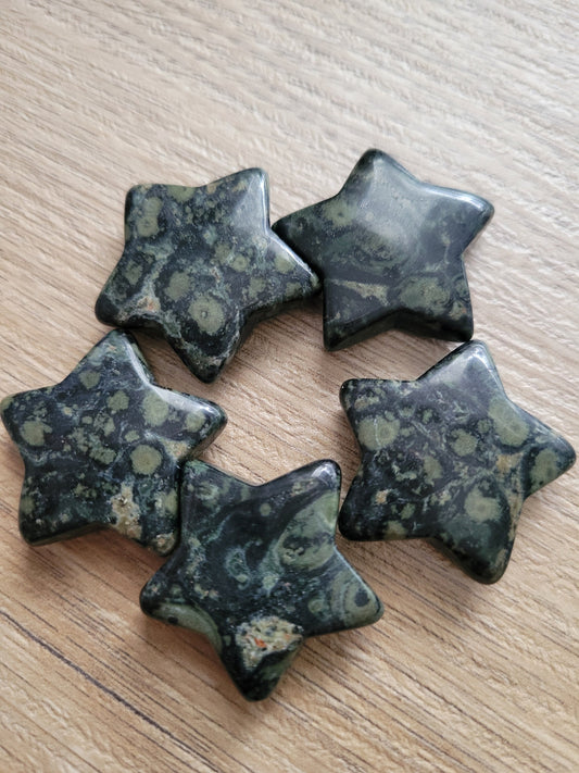 Kambaba Jasper Star Crystal Carving | Home Decor | Pocket Purse Wallet Sized 14g | Great for Manifesting Bowls | Intuitively picked