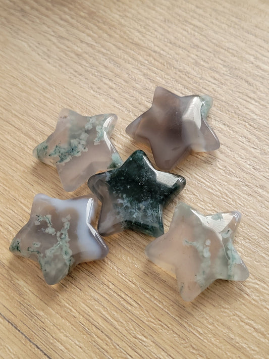 Moss Agate Star Crystal Carving - Healing Crystal - Home Decor - 14g - Intuitively Picked