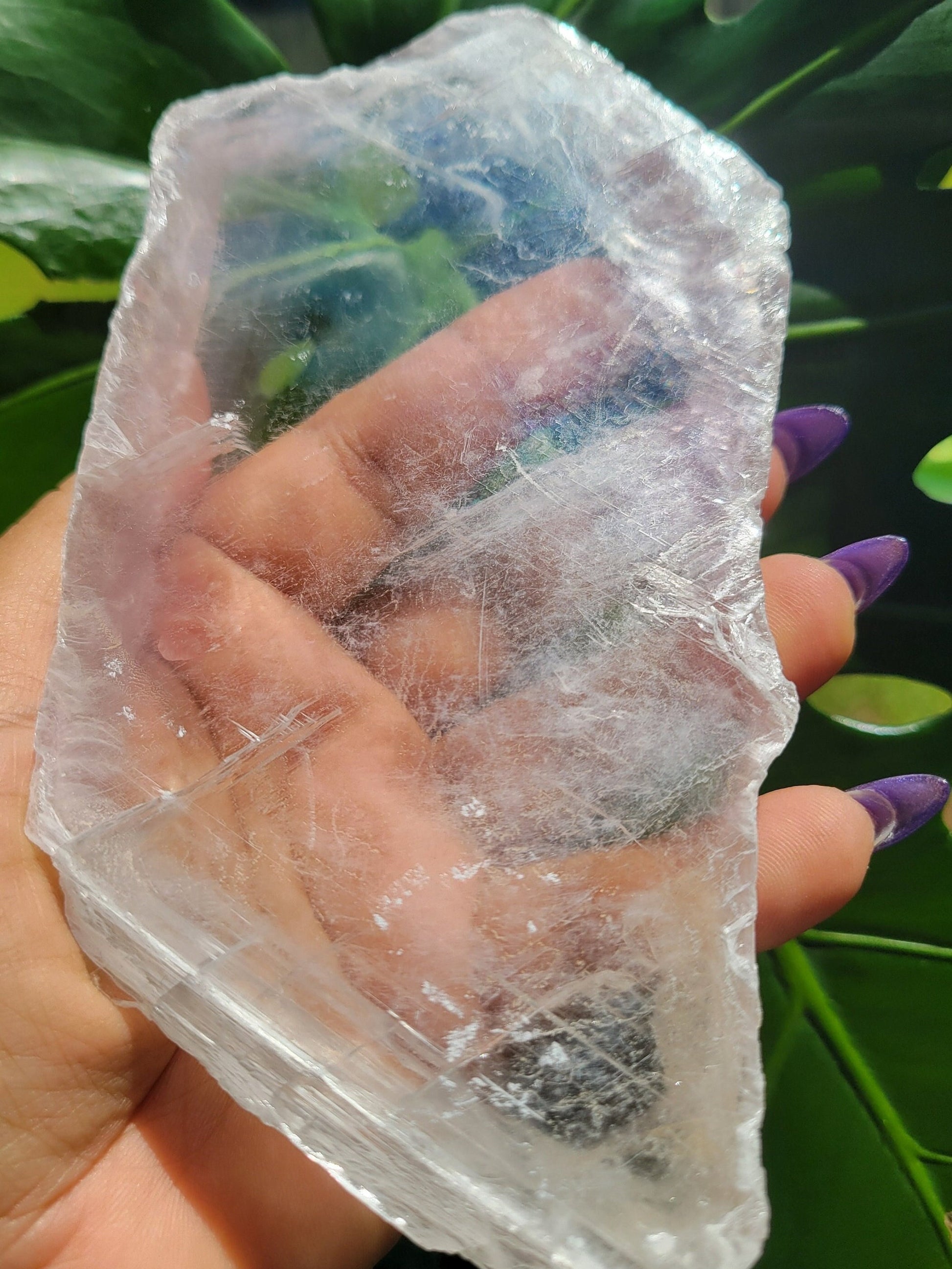 Selenite Crystal Slab with phantoms | Cleansing Purifying Recharging | Home Decor | Birthday Valentines Day Love Gift Ideas | Crown Chakra