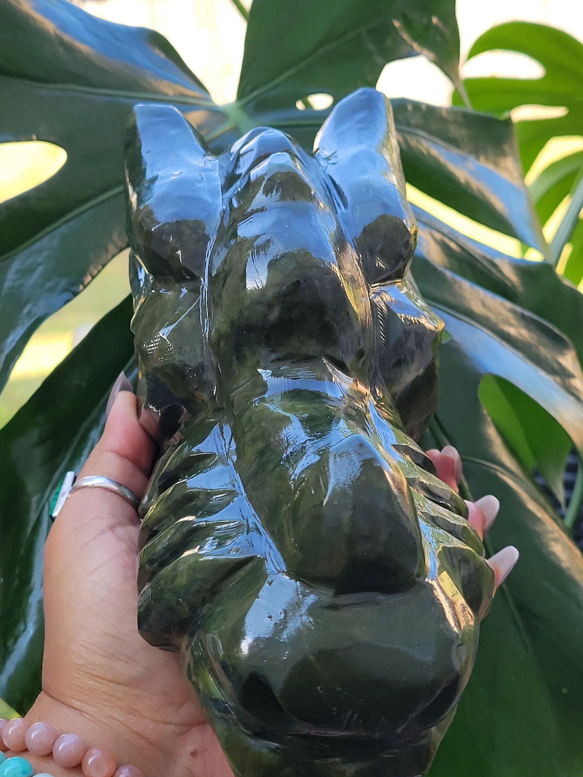 New Jade Master Carving Dragon Head | Home Decor | Crystal Collector | Dragon Collector | Birthday Christmas Gift Ideas | Green | 8lbs