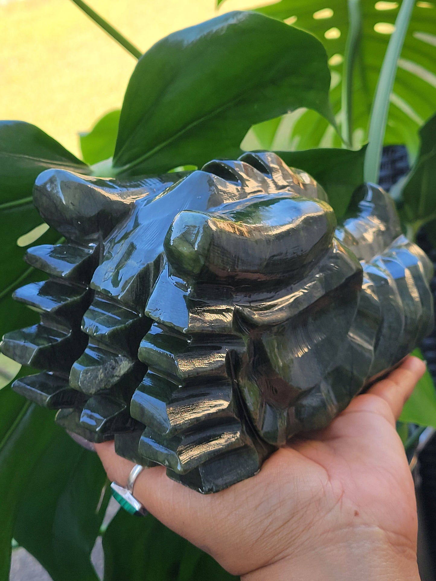 New Jade Master Carving Dragon Head | Home Decor | Crystal Collector | Dragon Collector | Birthday Christmas Gift Ideas | Green | 8lbs