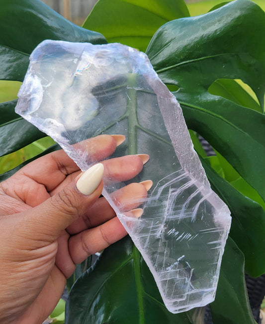 Selenite Crystal Slab with phantoms | Cleansing Purifying Recharging | Home Decor | Birthday Valentines Day Love Gift Ideas | Crown Chakra