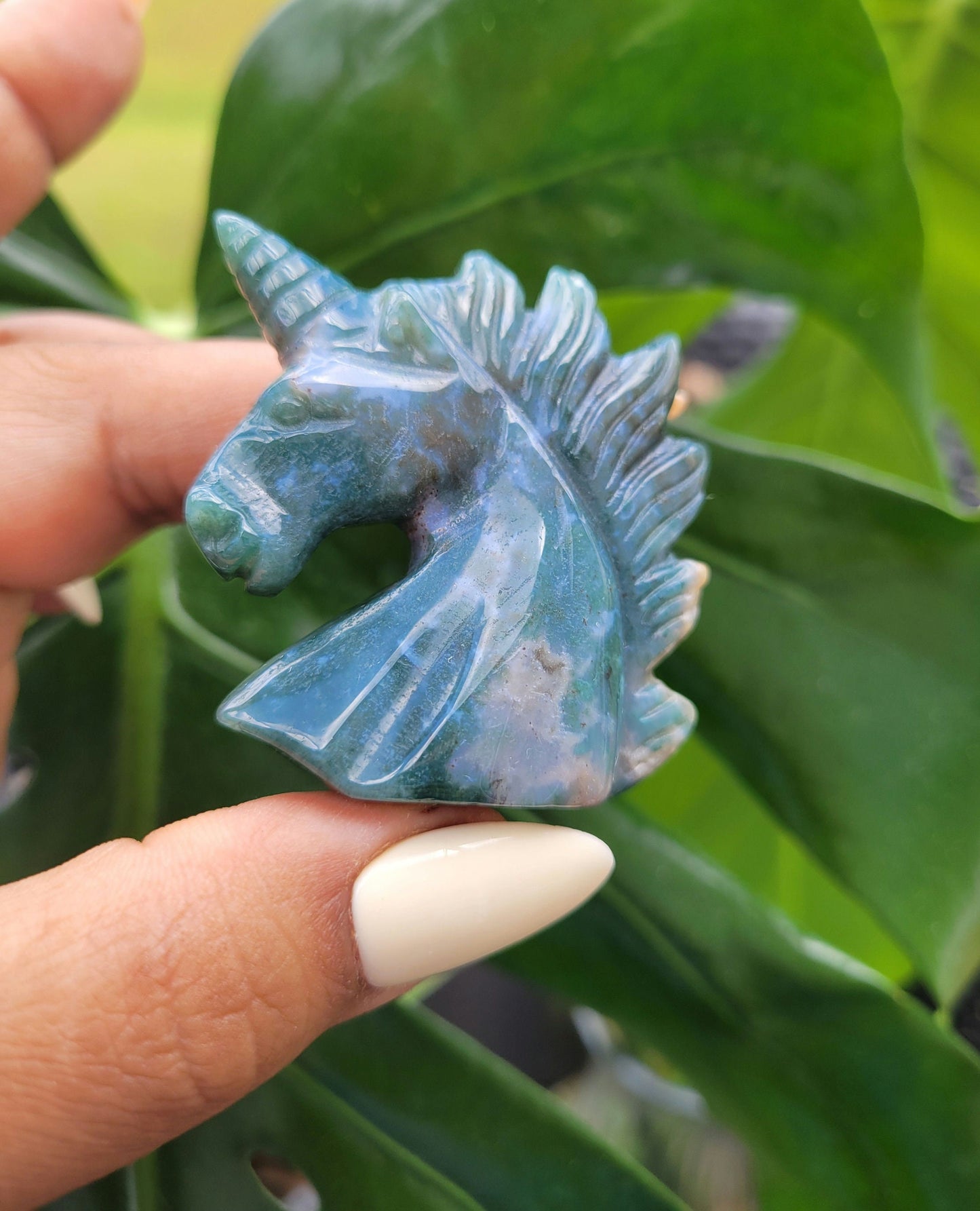 Moss Agate Unicorn Crystal Carving - Crystal Collector - Master Carver - Gift - Luxury Home Decor