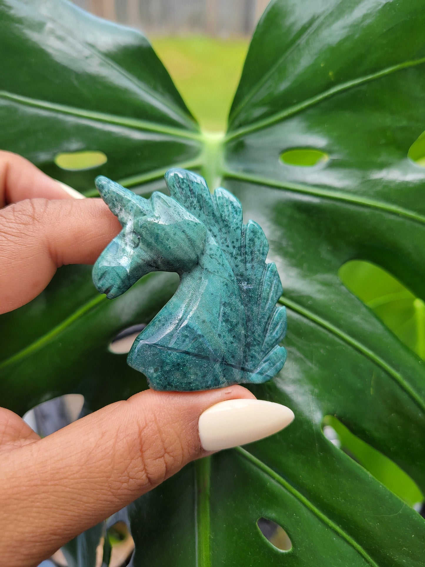 Moss Agate Unicorn Crystal Carving - Crystal Collector - Master Carver - Gift - Luxury Home Decor