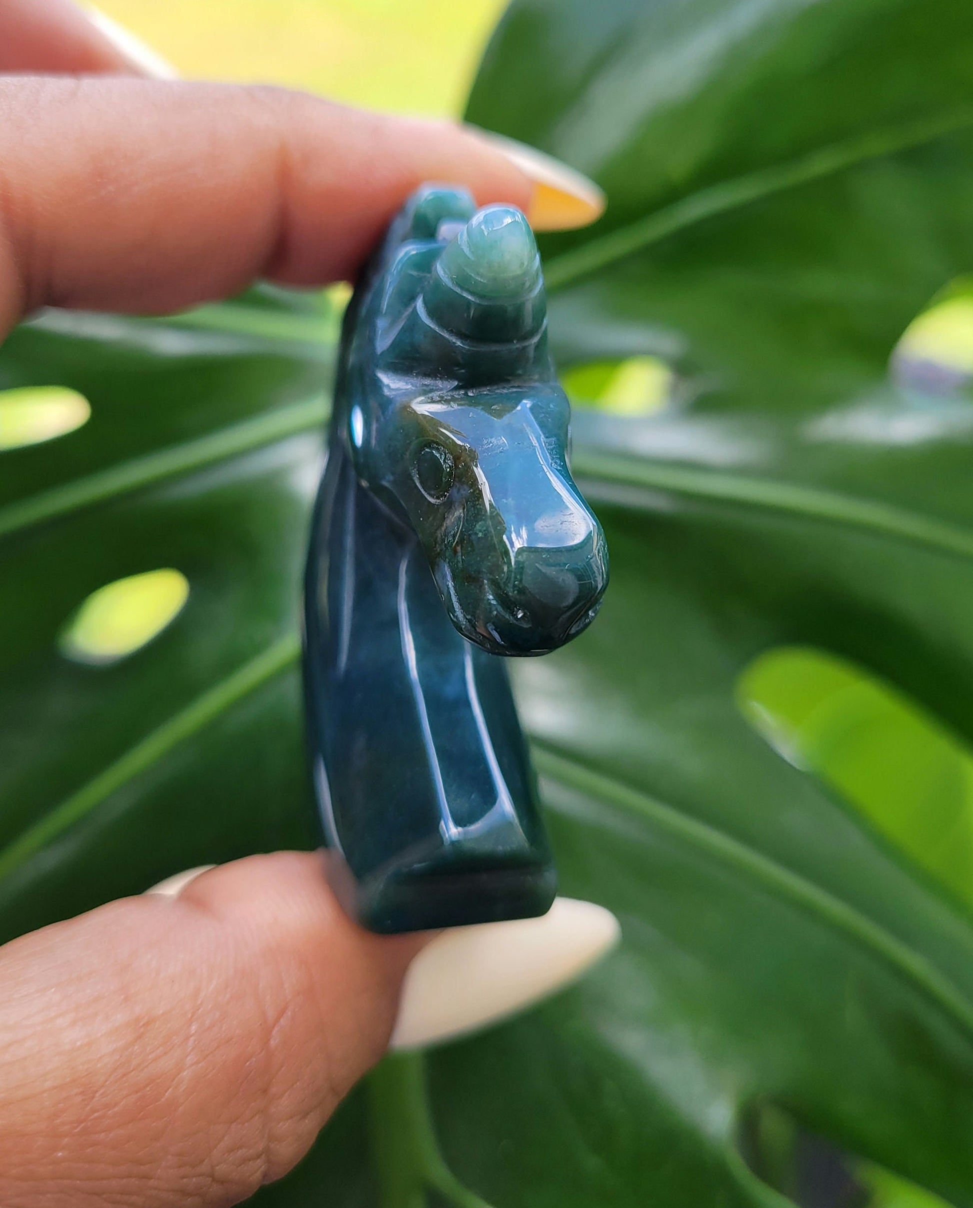 Moss Agate Unicorn Crystal Carving - Crystal Collector - Master Carver - Gift - Luxury Home Decor