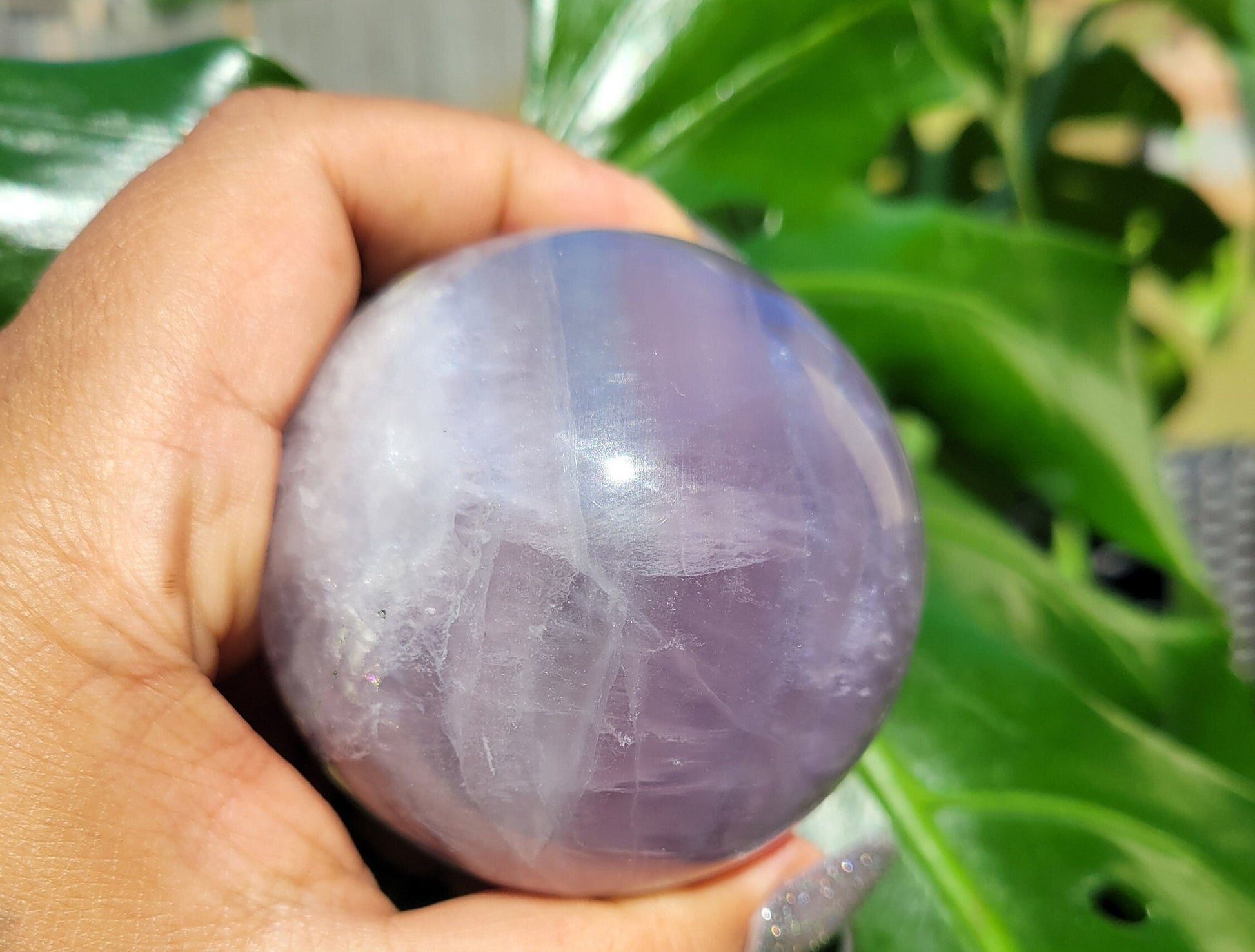 Bicolor Fluorite Sphere | 66mm - 2.6" | 1.1 lbs - 454 grams | Lavender & Green | Crystal Collector | Home Decor | Gift Ideas for you