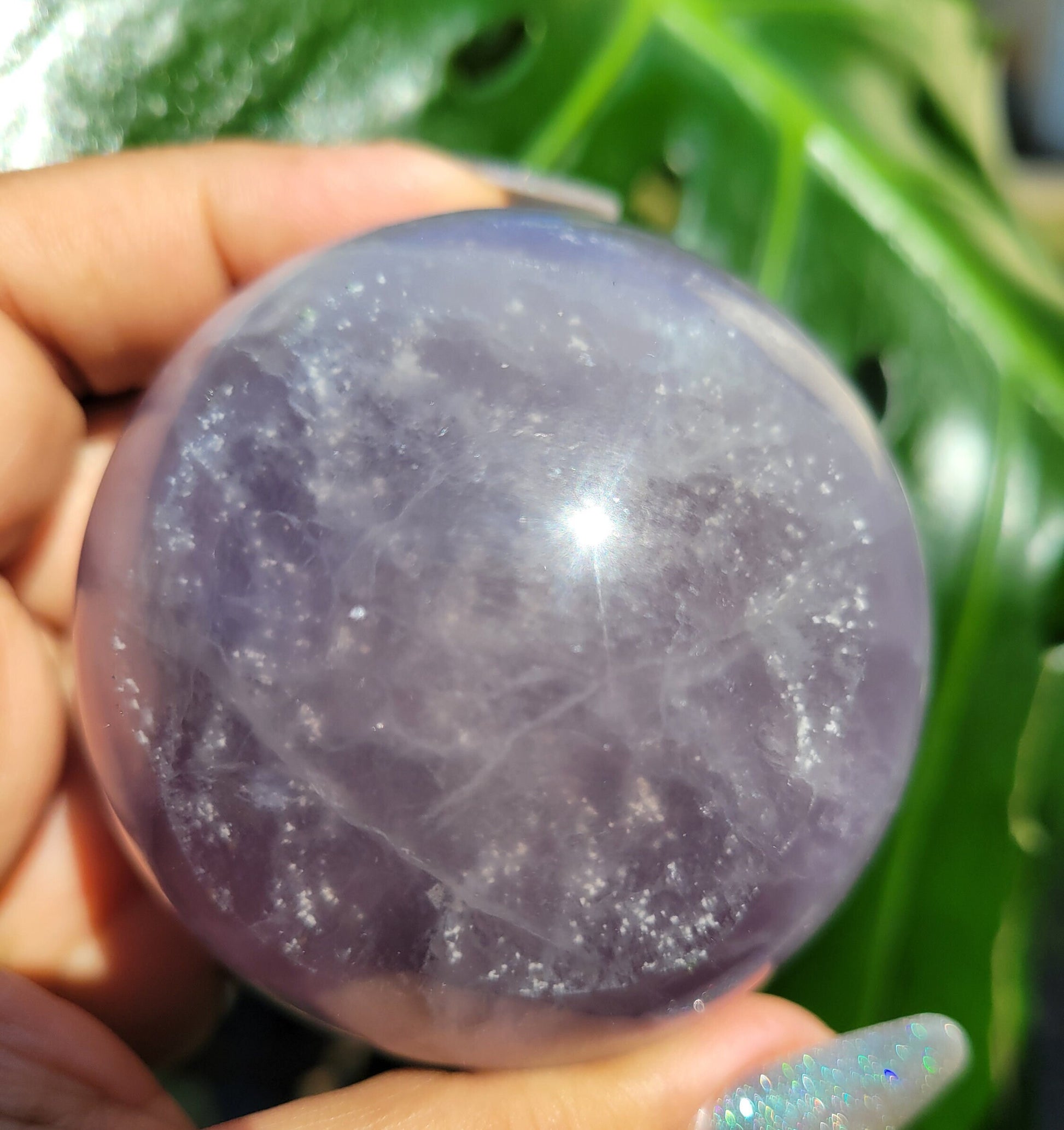 Bicolor Fluorite Sphere | 66mm - 2.6" | 1.1 lbs - 454 grams | Lavender & Green | Crystal Collector | Home Decor | Gift Ideas for you