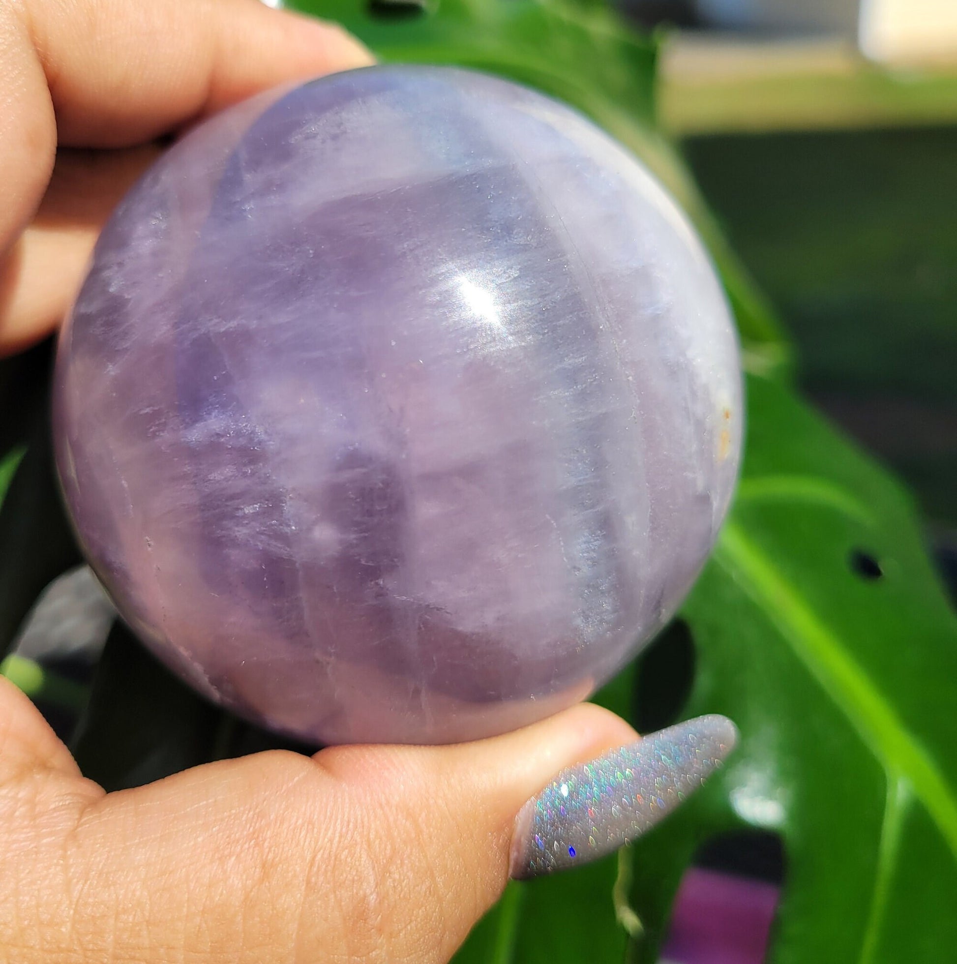 Bicolor Fluorite Sphere | 66mm - 2.6" | 1.1 lbs - 454 grams | Lavender & Green | Crystal Collector | Home Decor | Gift Ideas for you