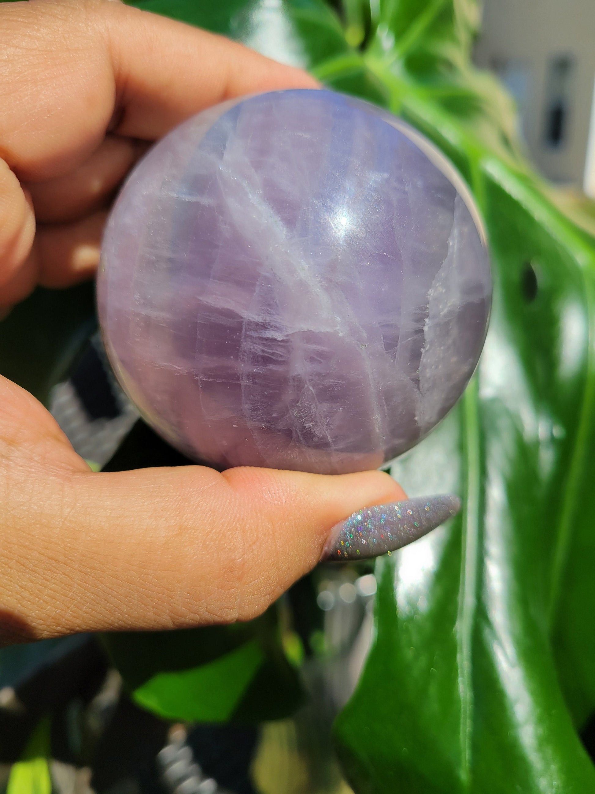Bicolor Fluorite Sphere | 66mm - 2.6" | 1.1 lbs - 454 grams | Lavender & Green | Crystal Collector | Home Decor | Gift Ideas for you