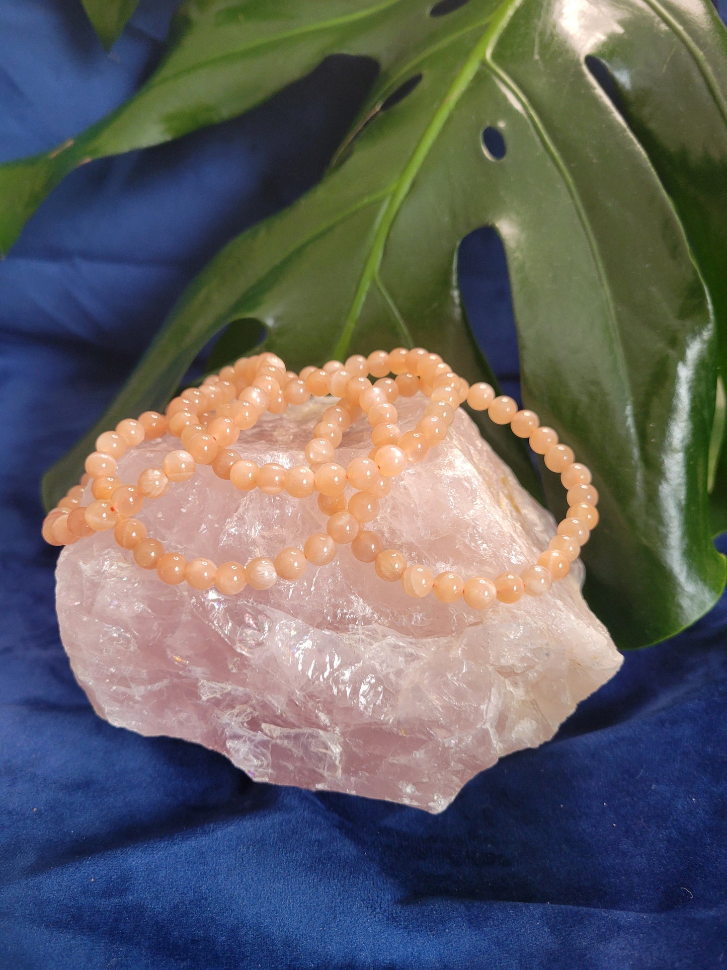 High Quality Crystal Beaded Bracelet - Peach Moonstone Crystal - 6mm Crystal Beads - Jewelry - Accessories - Gift