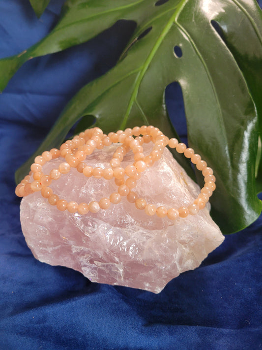 High Quality Crystal Beaded Bracelet - Peach Moonstone Crystal - 6mm Crystal Beads - Jewelry - Accessories - Gift
