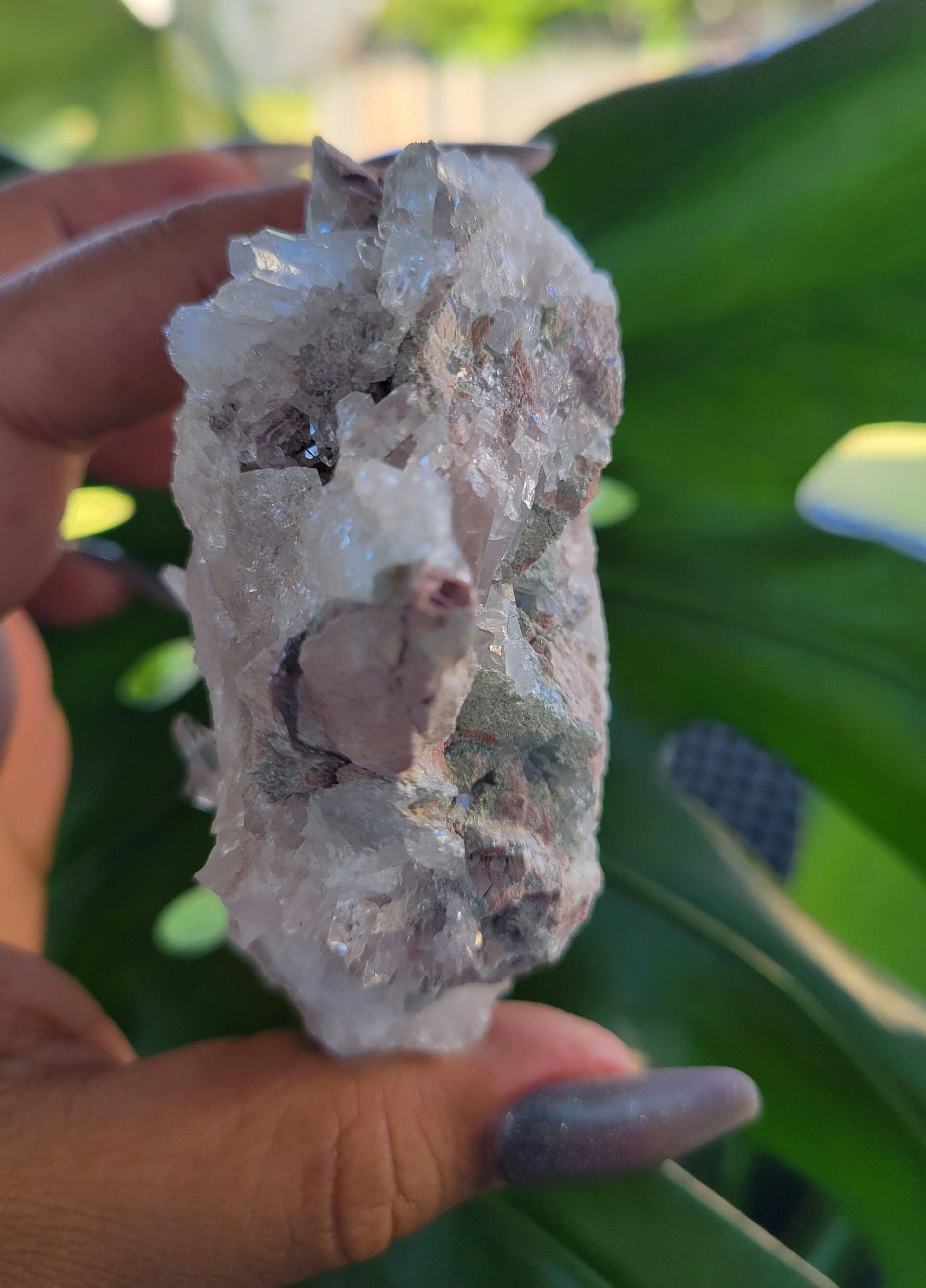 Stunning Pink Lemurian Colombian Quartz Cluster with Chlorite | Crystal Collector |High Quality | Home Decor|Heart Chakra|Love You Gift|Pink