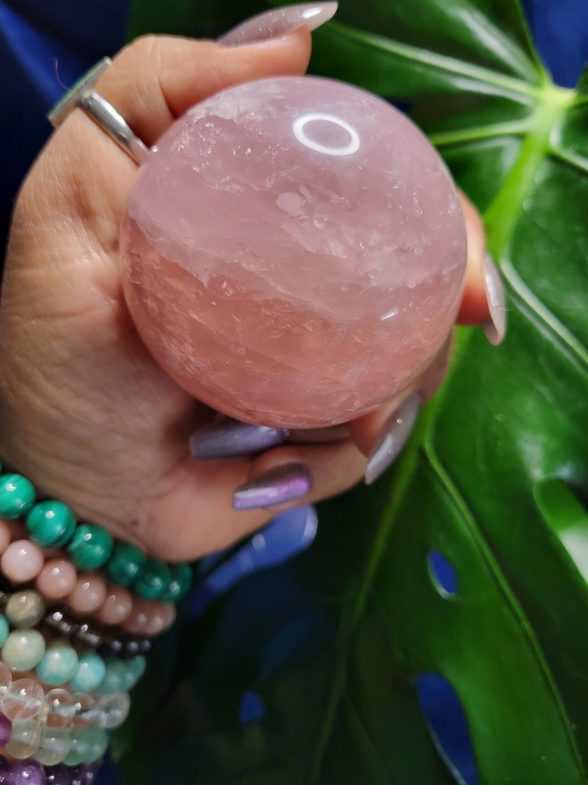 Stunning Gemmy Star Rose Quartz Sphere from Brazil - 62mm - High Quality - Pretty in Pink - Crystal Collector - Home Decor - Gift