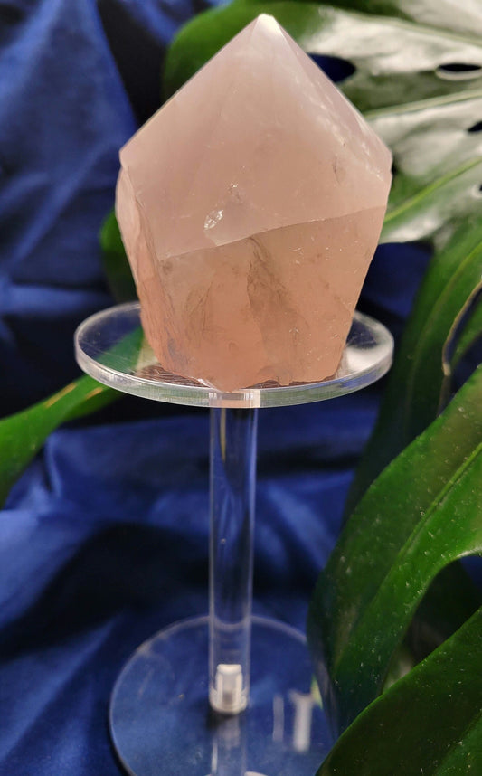 Rose Quartz Point from Brazil | HQ Half Polished 312g | Heart Chakra Meditation Tool | Birthday or Valentines Day Love Gift | Pastel Pink