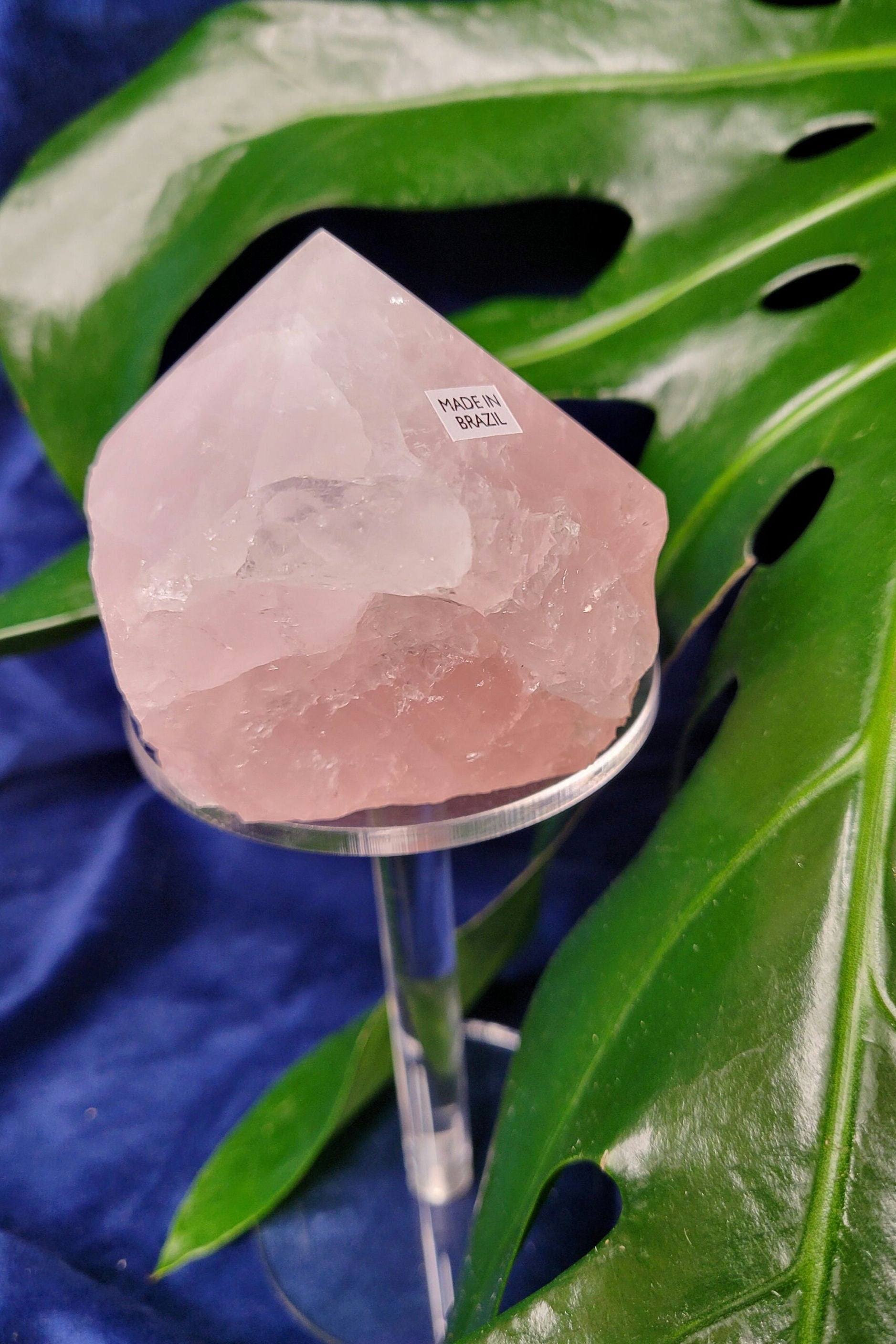Rose Quartz Point from Brazil | HQ Half Polished 306g | Heart Chakra Meditation Tool | Birthday or Valentines Day Love Gift | Pastel Pink