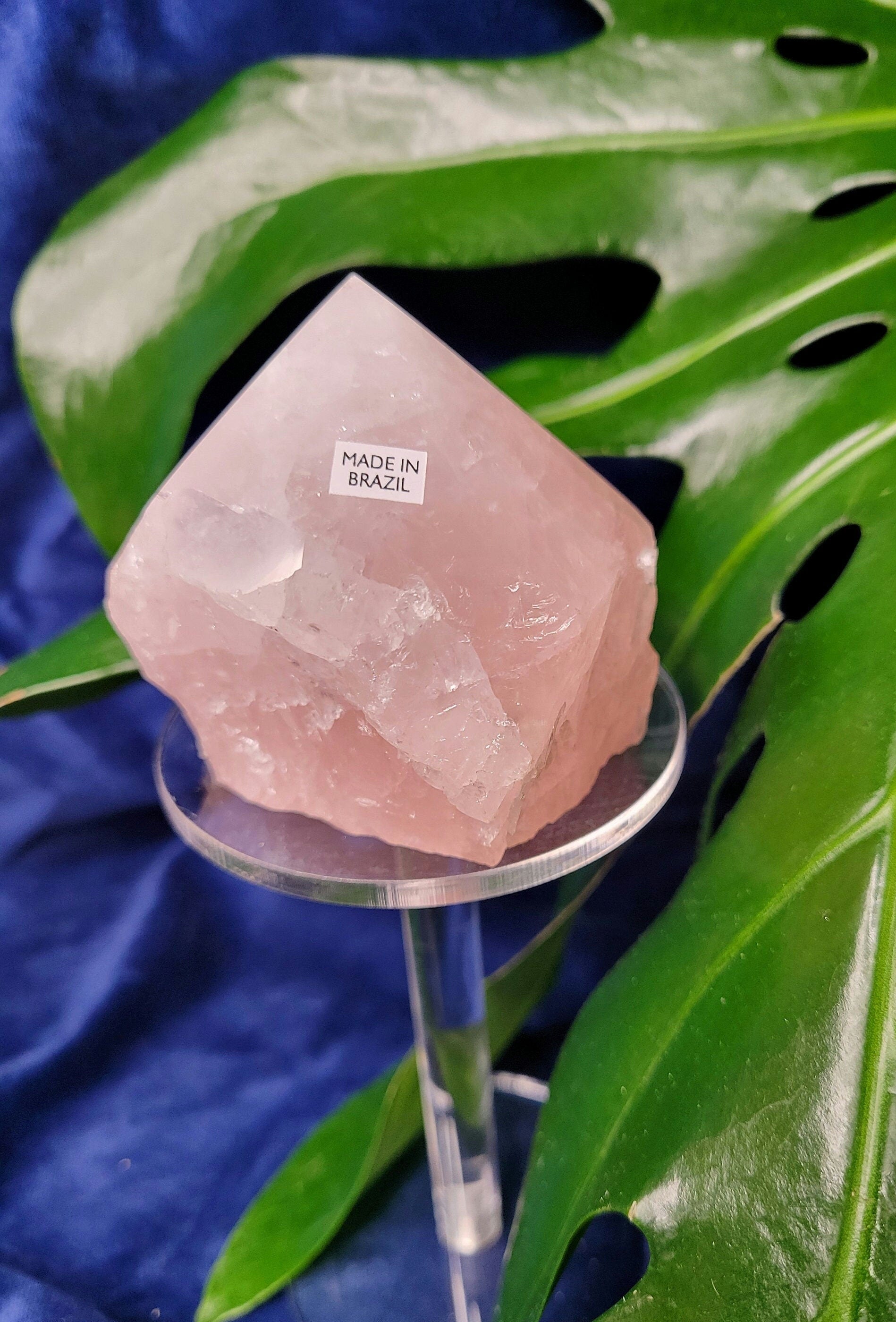 Rose Quartz Point from Brazil | HQ Half Polished 306g | Heart Chakra Meditation Tool | Birthday or Valentines Day Love Gift | Pastel Pink