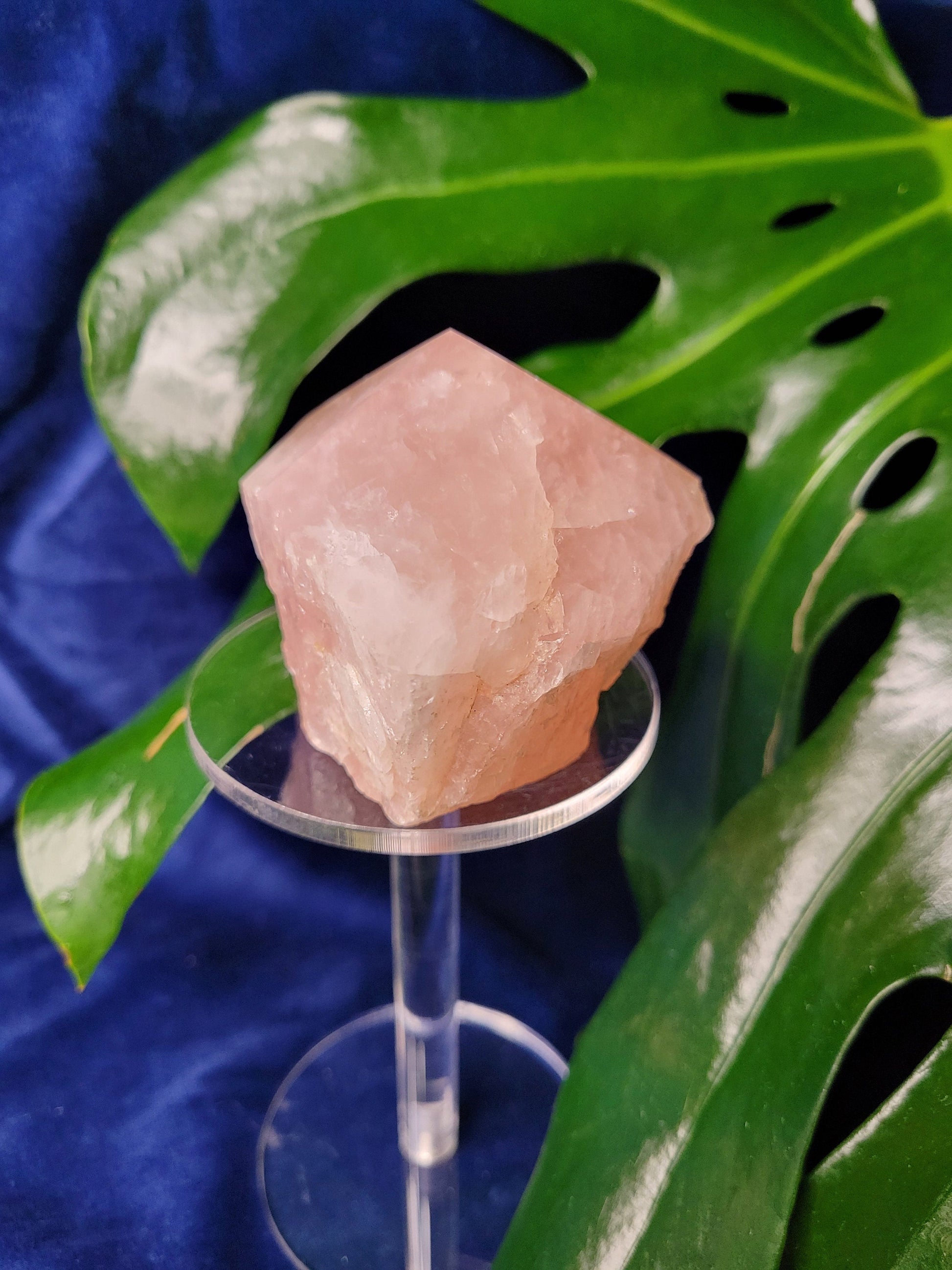 Rose Quartz Point from Brazil | HQ Half Polished 303g | Heart Chakra Meditation Tool | Birthday or Valentines Day Love Gift | Pastel Pink