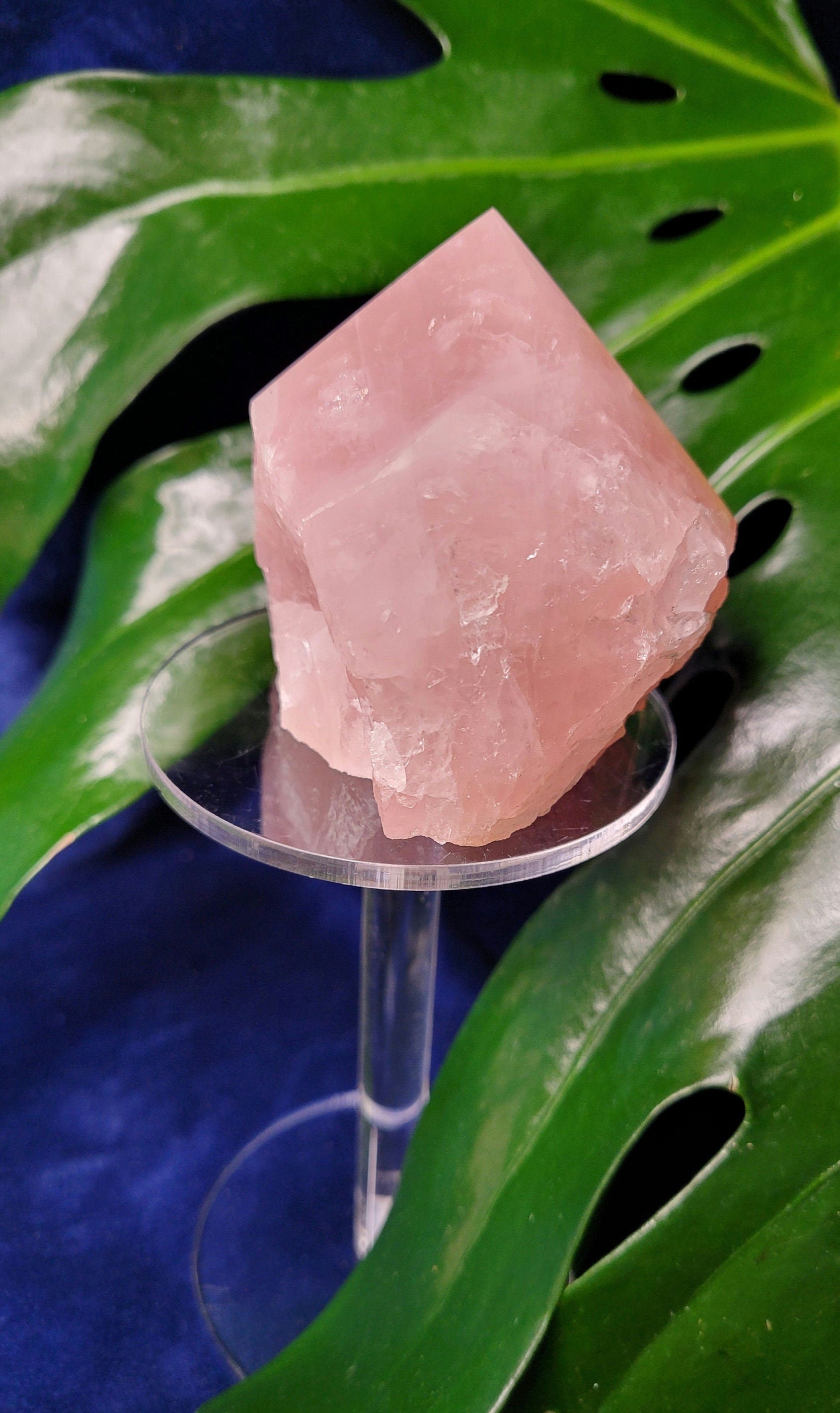 Rose Quartz Point from Brazil | HQ Half Polished 303g | Heart Chakra Meditation Tool | Birthday or Valentines Day Love Gift | Pastel Pink
