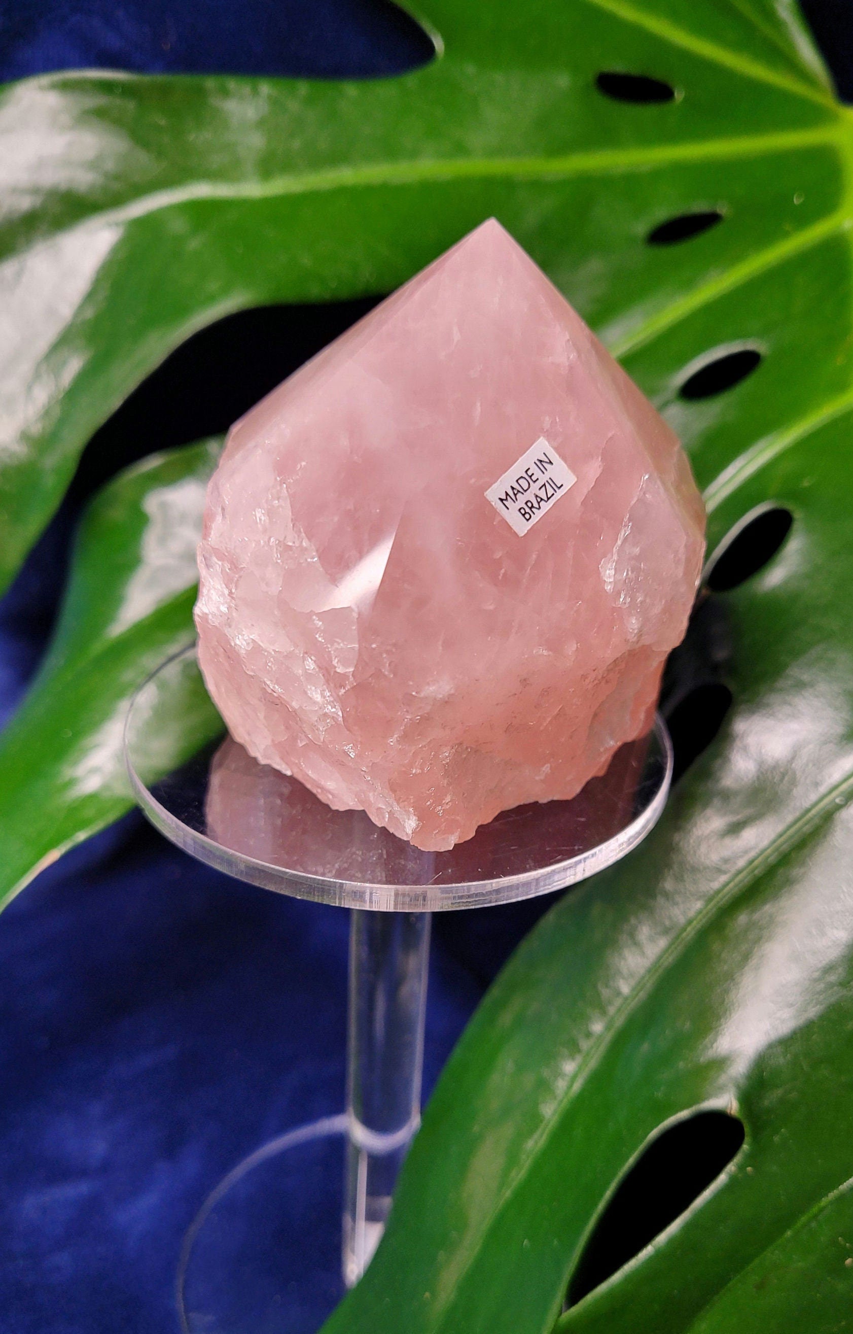 Rose Quartz Point from Brazil | HQ Half Polished 303g | Heart Chakra Meditation Tool | Birthday or Valentines Day Love Gift | Pastel Pink