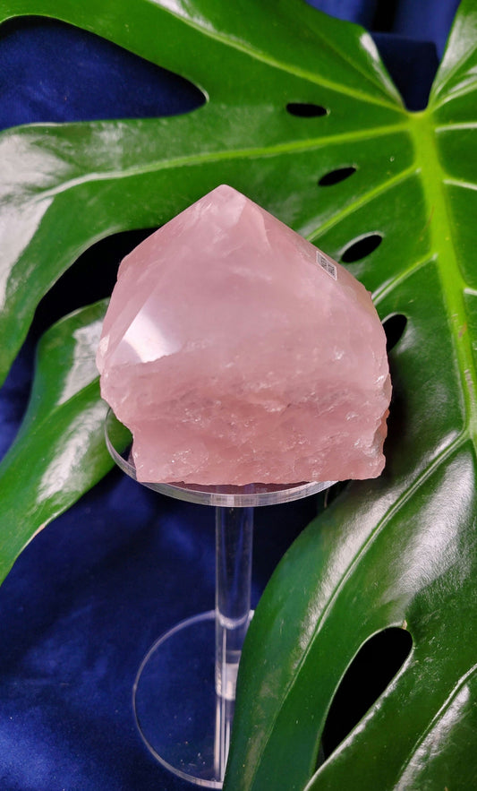 Rose Quartz Point from Brazil | HQ Half Polished 391g | Heart Chakra Meditation Tool | Birthday or Valentines Day Love Gift | Pastel Pink