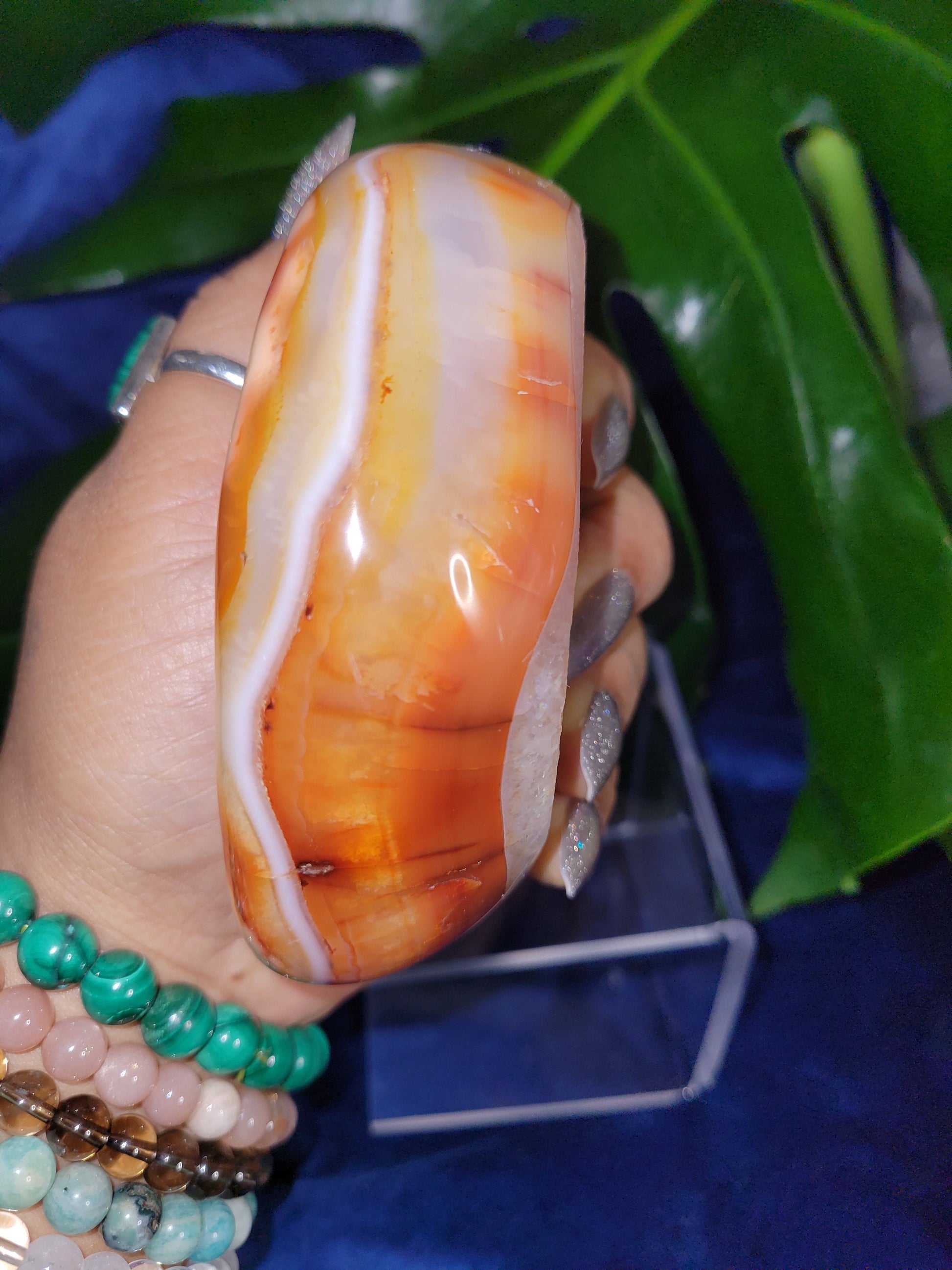 High Quality Druzy Carnelian and Orca Agate Crystal Bowl - Jewelry Accessories - Crystal Collector - Home Decor - Gift